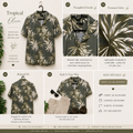 People Tropical Olive Palm Print Resort Shirt