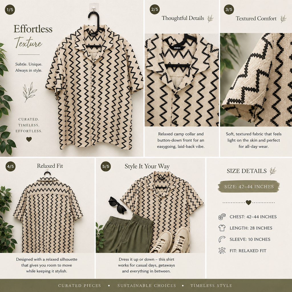 Max Zigzag Textured Camp Collar Resort Shirt