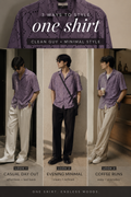 Max Urban Lavender Eyelet Cotton Camp Collar Shirt