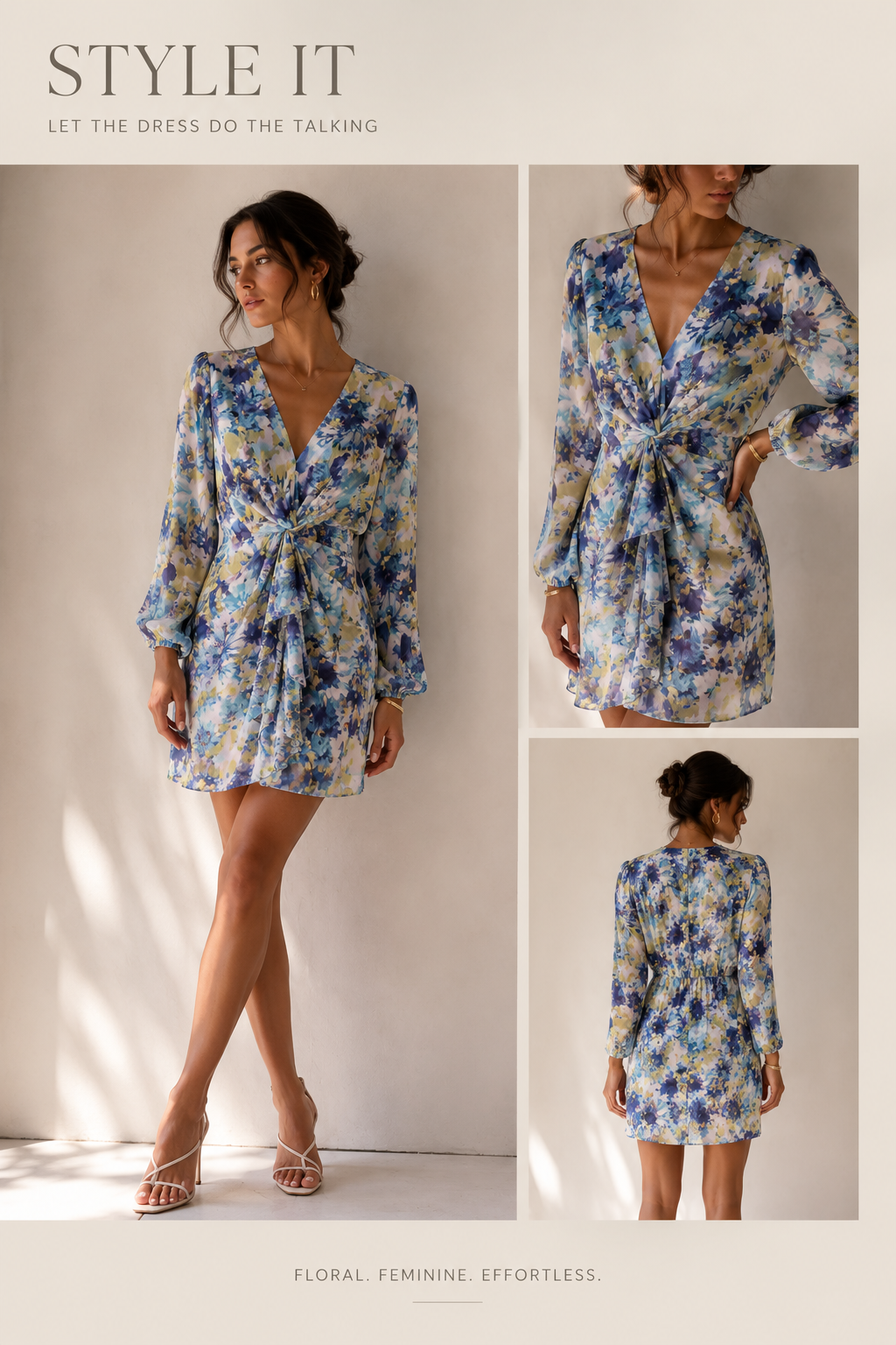 Outryt Watercolor Floral knot Dress