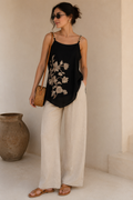 Black Floral Print Cami Top