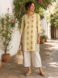 Lemon Yellow Floral Kurta — W