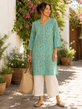 Teal Floral Kurta