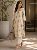 Off-White Mughal Floral Block Print Kurta