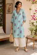Max Fashion Aqua Floral Printed Kurta
