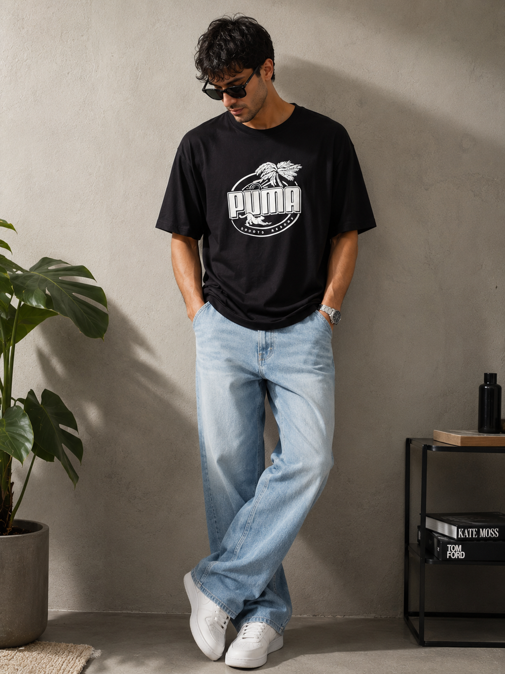 Puma Palm Resort Graphic Tee – Black
