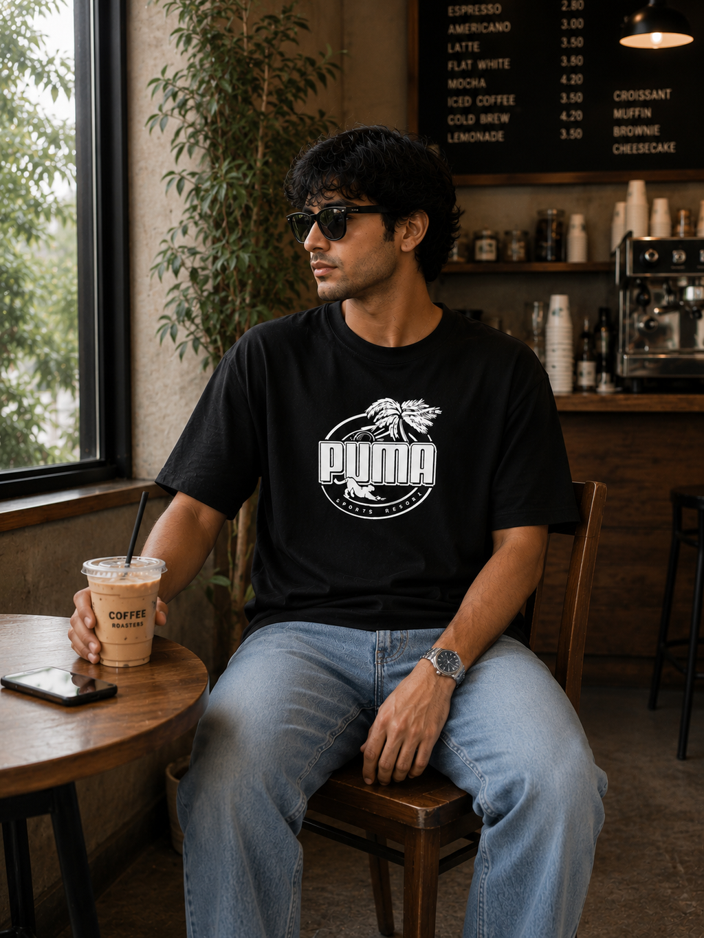 Puma Palm Resort Graphic Tee – Black