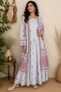 W Powder Blue & Pink Paisley Jacket Kurta Set