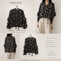 OOrchin Floral Ruffle Bell Sleeve Top