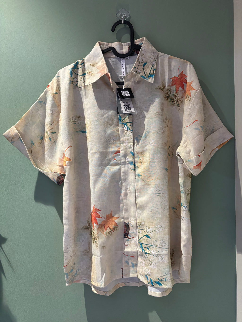 B+Vestry Botanical Print Linen Blend Shirt – Beige