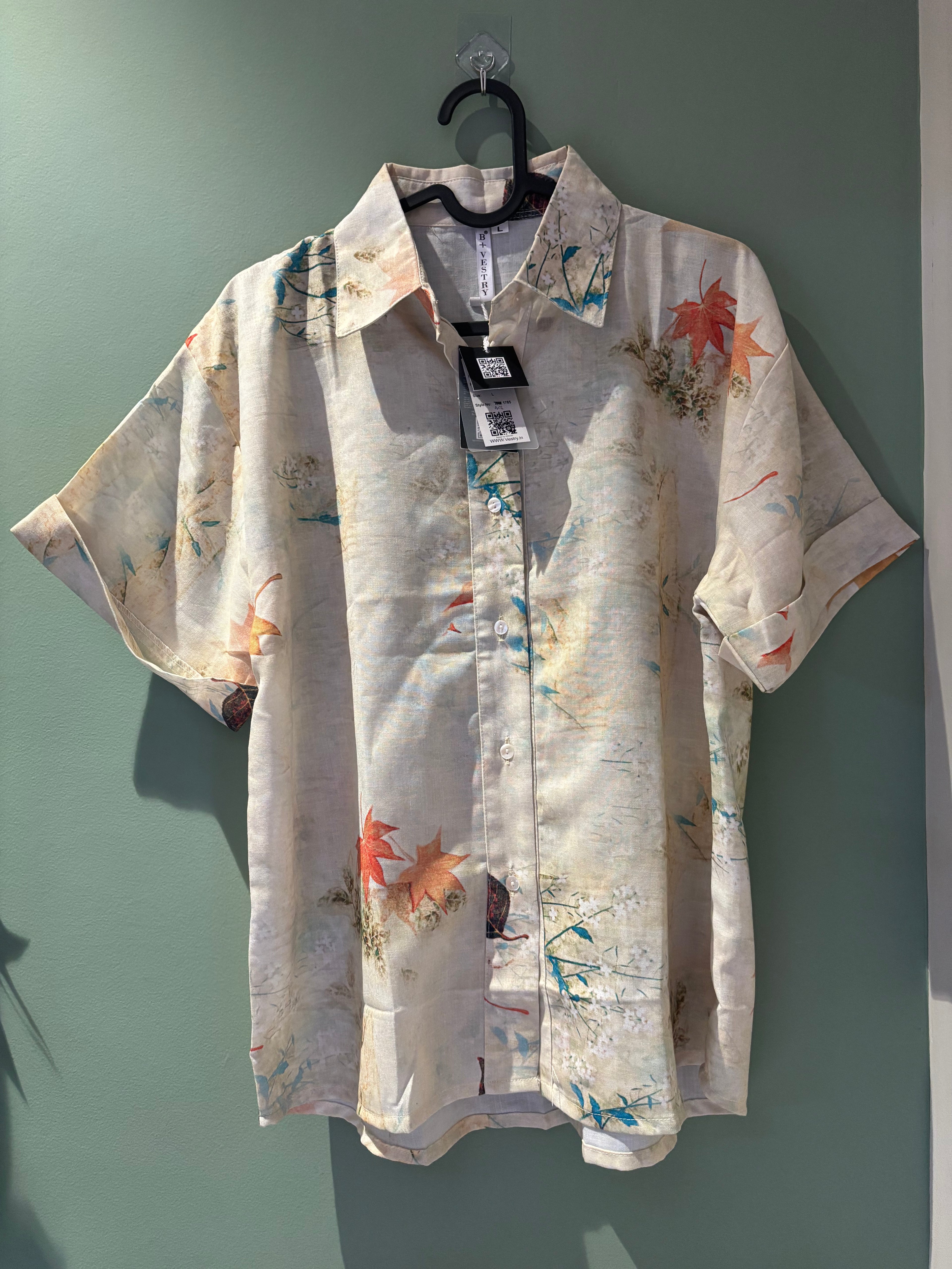 B+Vestry Botanical Print Linen Blend Shirt – Beige