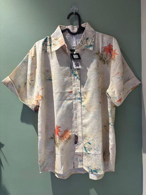 B+Vestry Botanical Print Linen Blend Shirt – Beige