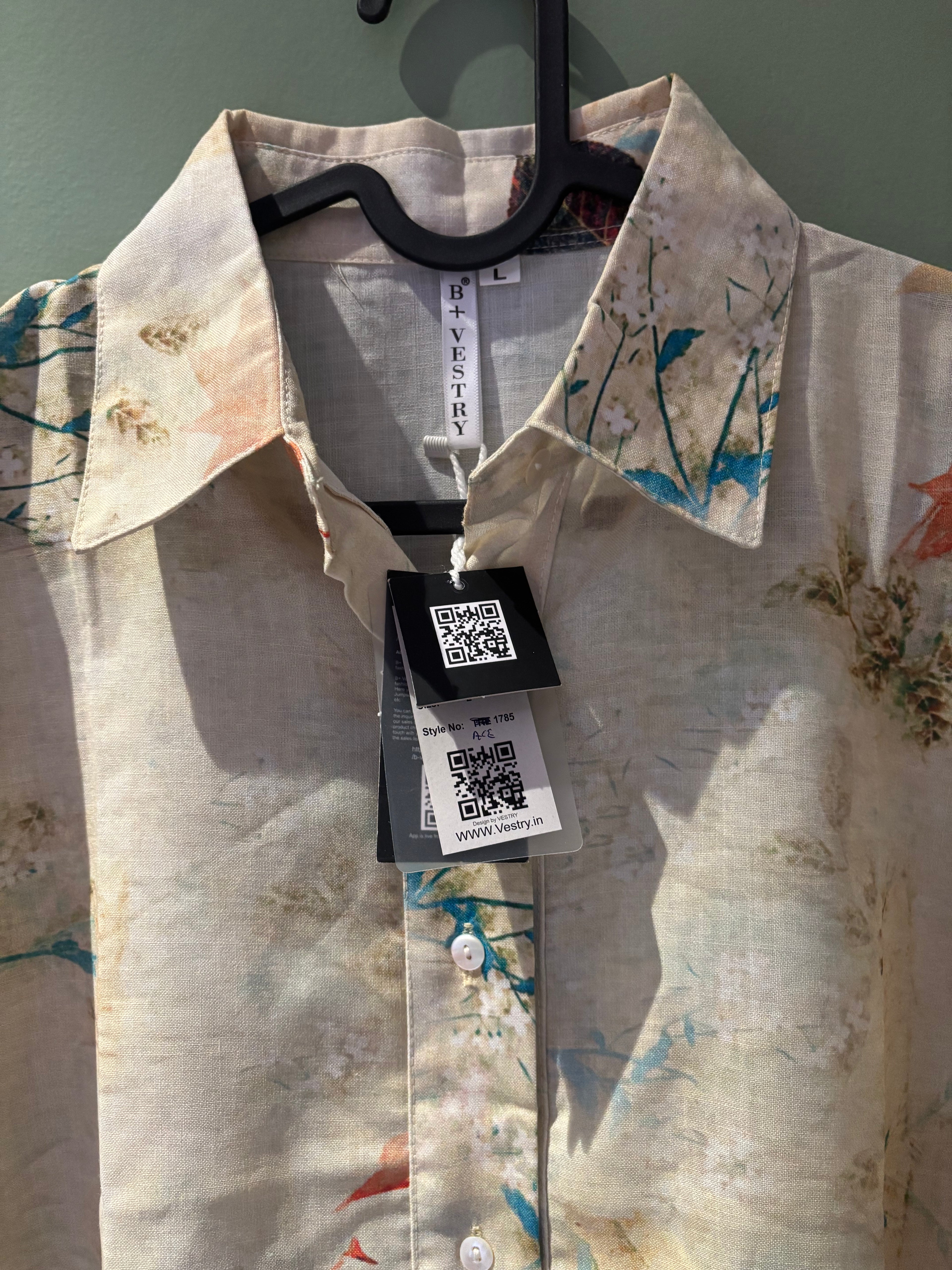B+Vestry Botanical Print Linen Blend Shirt – Beige