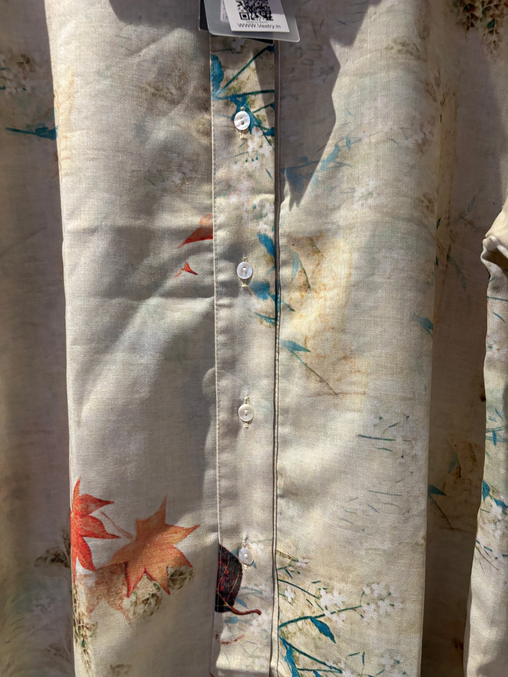 B+Vestry Botanical Print Linen Blend Shirt – Beige