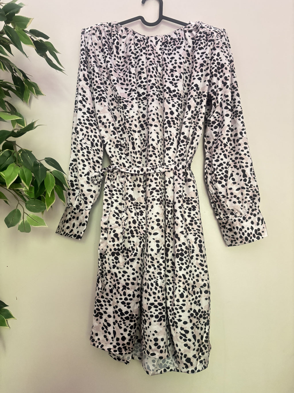 Chemistry Balloon Sleeve Dalmatian Print Dress