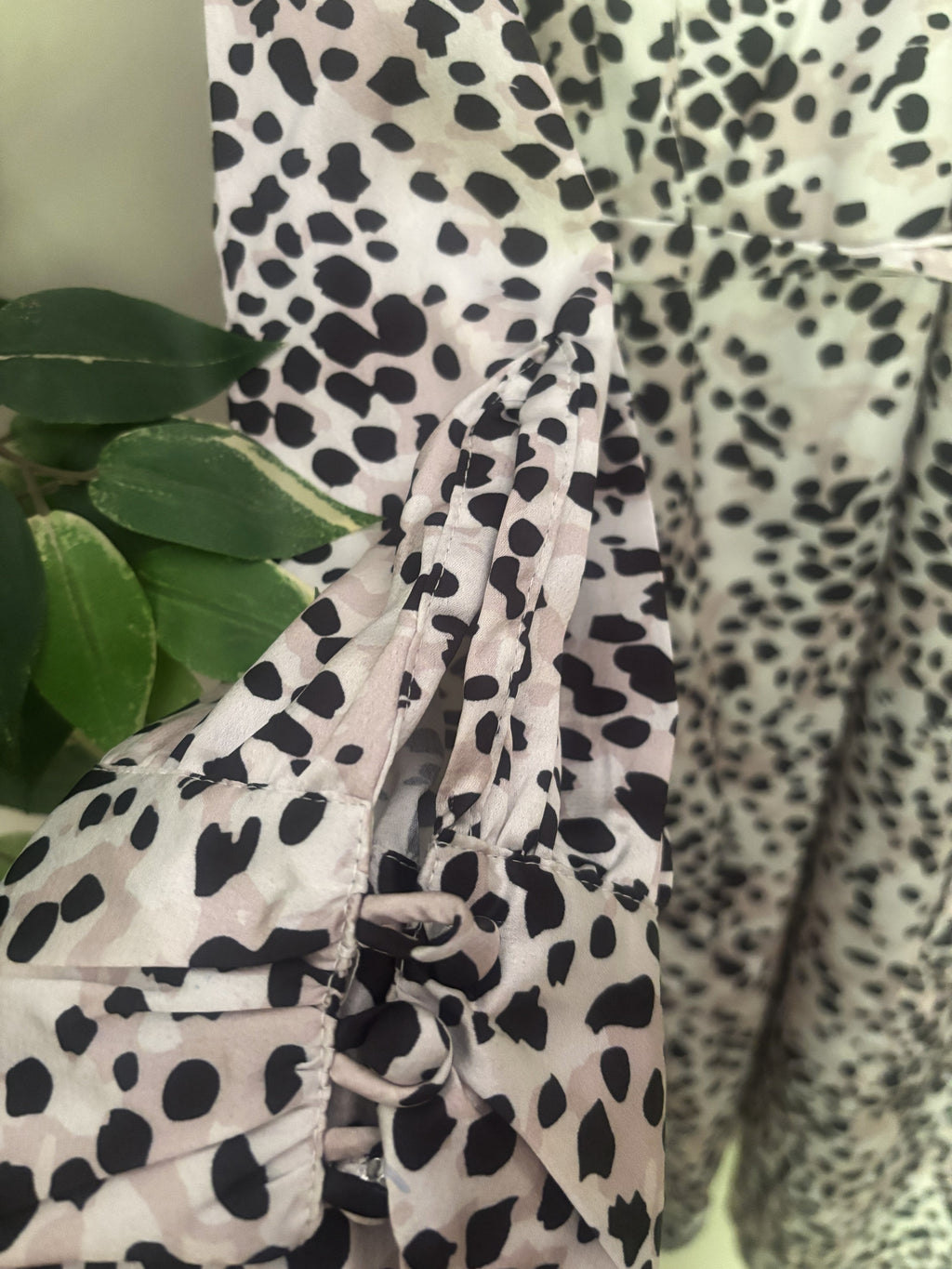 Chemistry Balloon Sleeve Dalmatian Print Dress