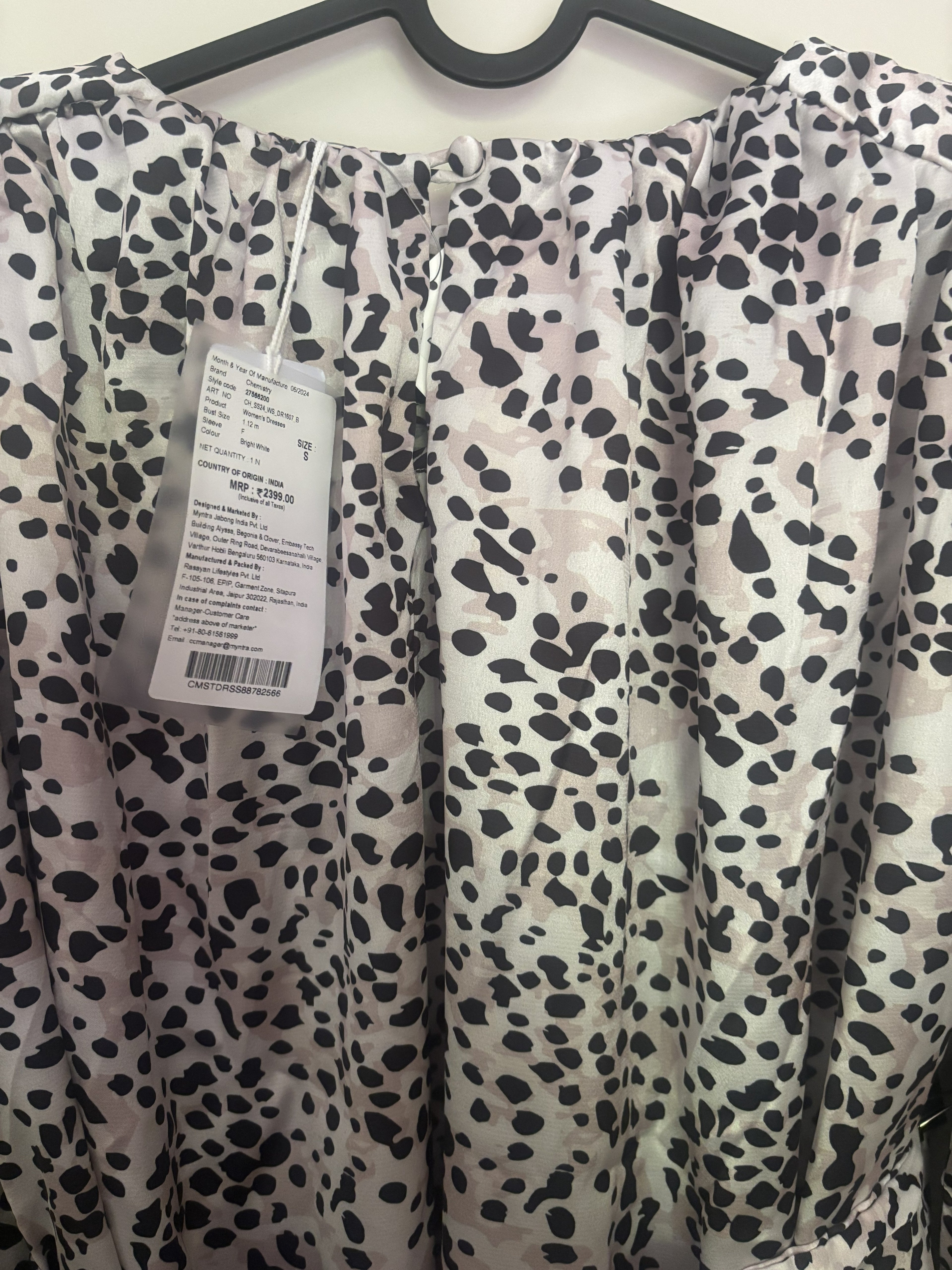 Chemistry Balloon Sleeve Dalmatian Print Dress