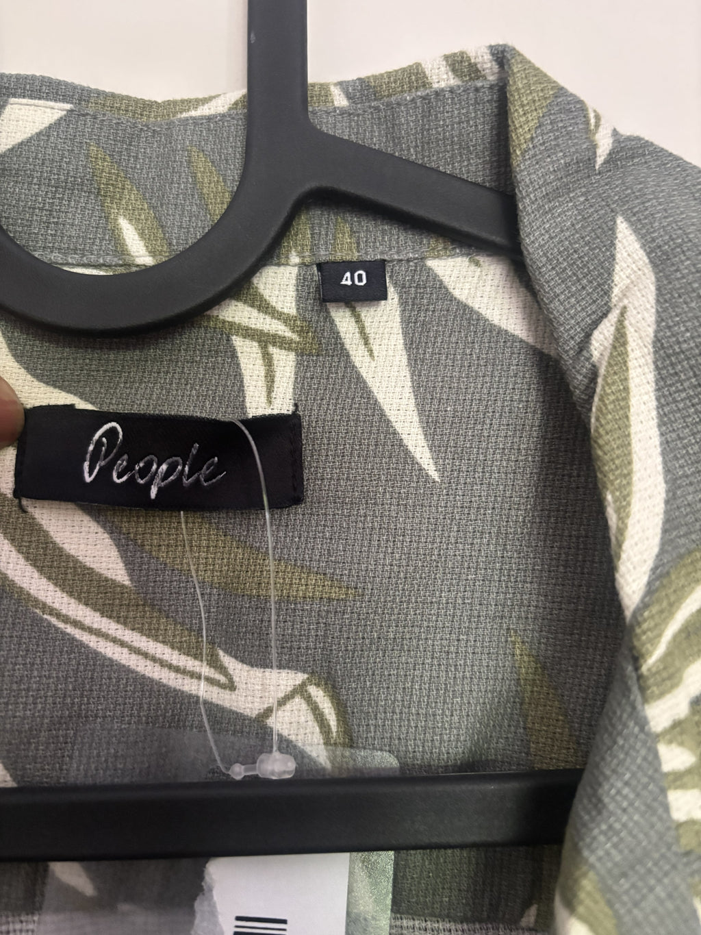 People Tropical Olive Palm Print Resort Shirt