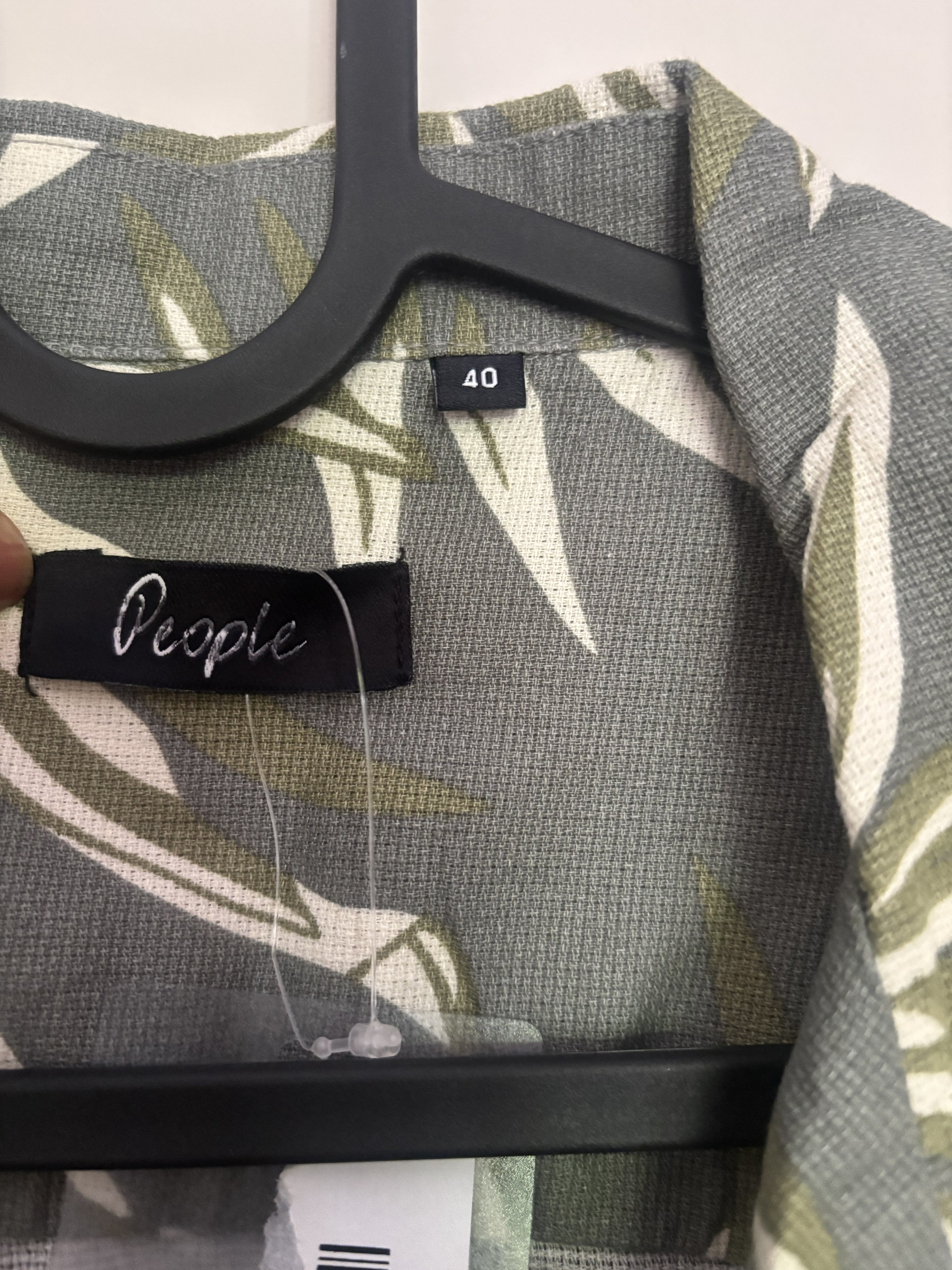 People Tropical Olive Palm Print Resort Shirt
