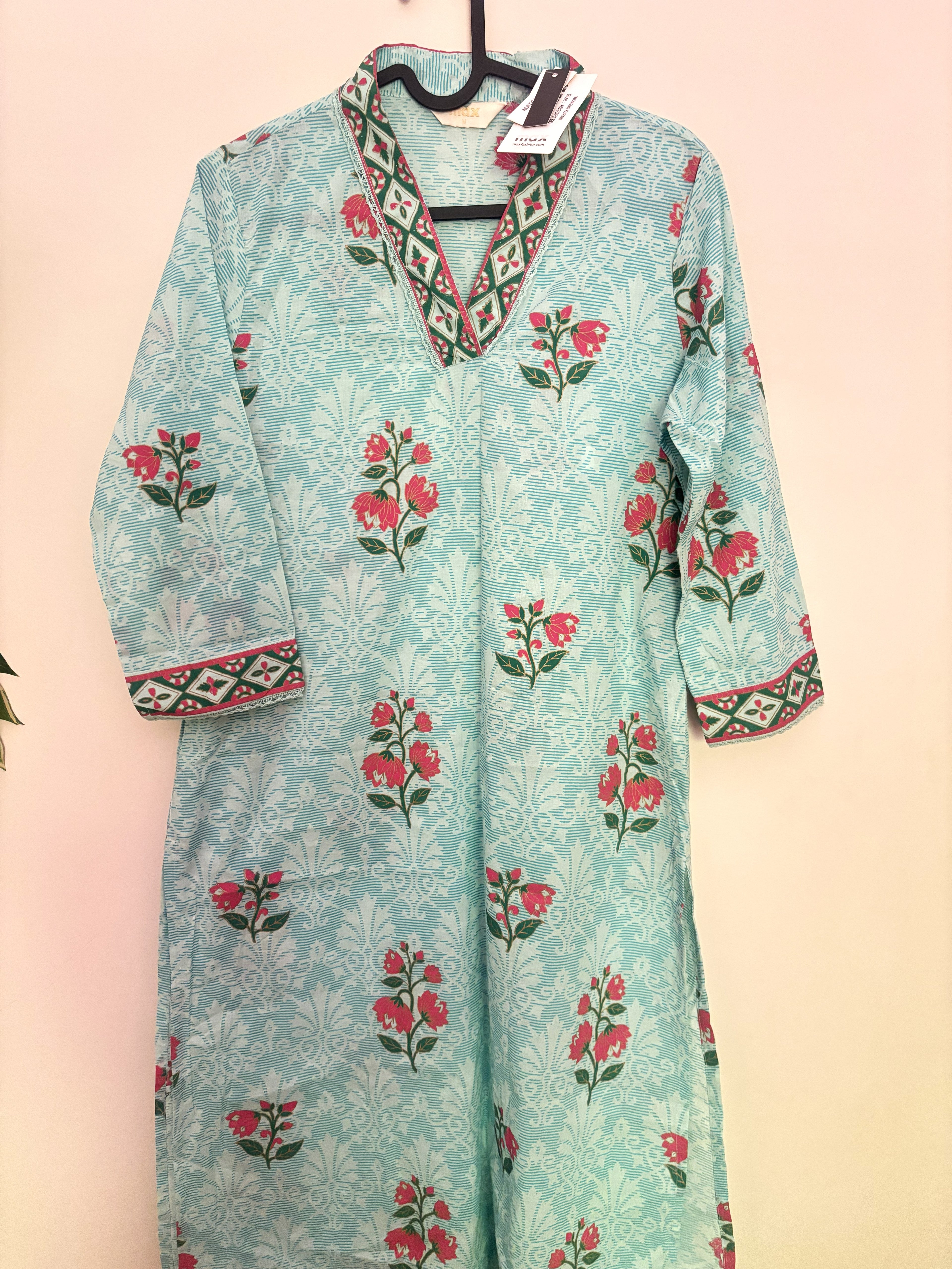Max Fashion Aqua Floral Printed Kurta