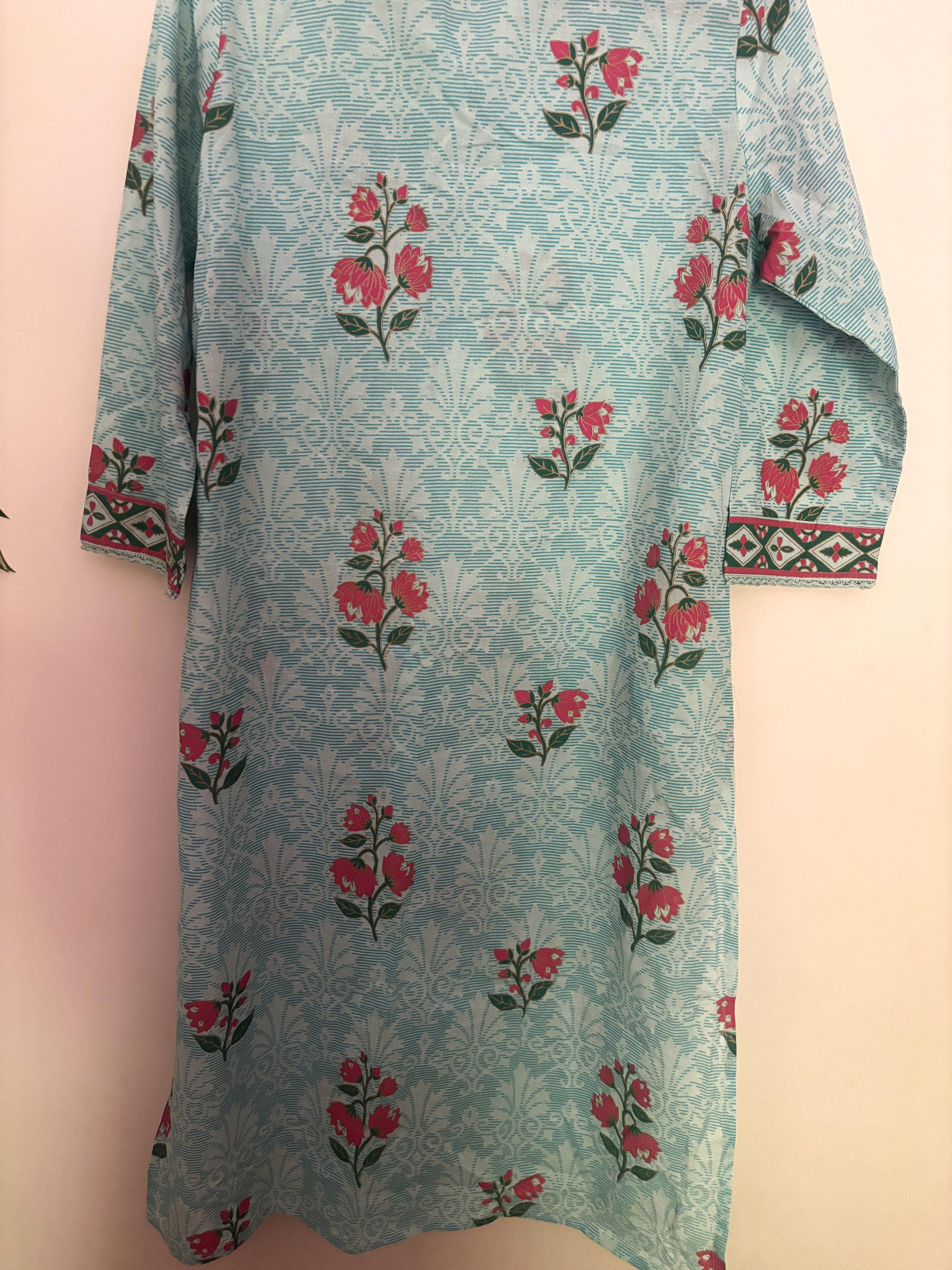 Max Fashion Aqua Floral Printed Kurta