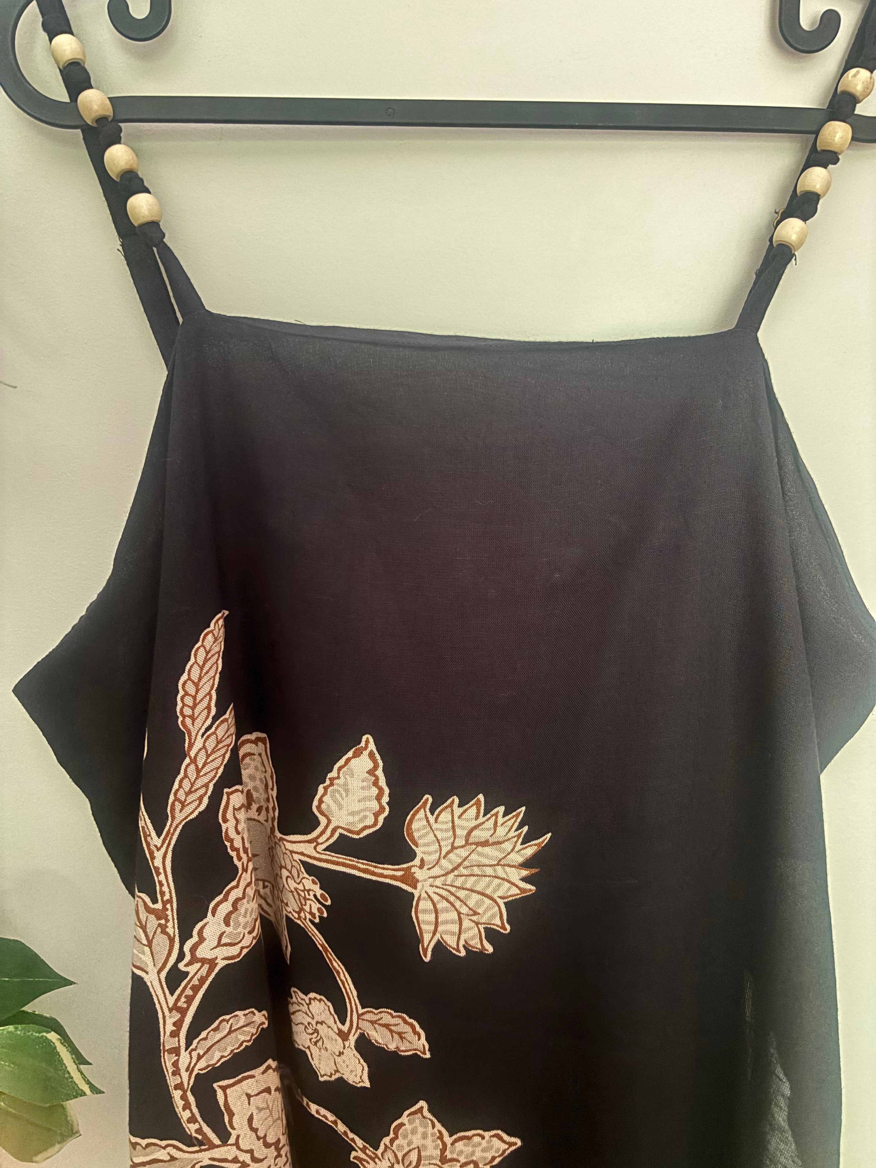 Black Floral Print Cami Top