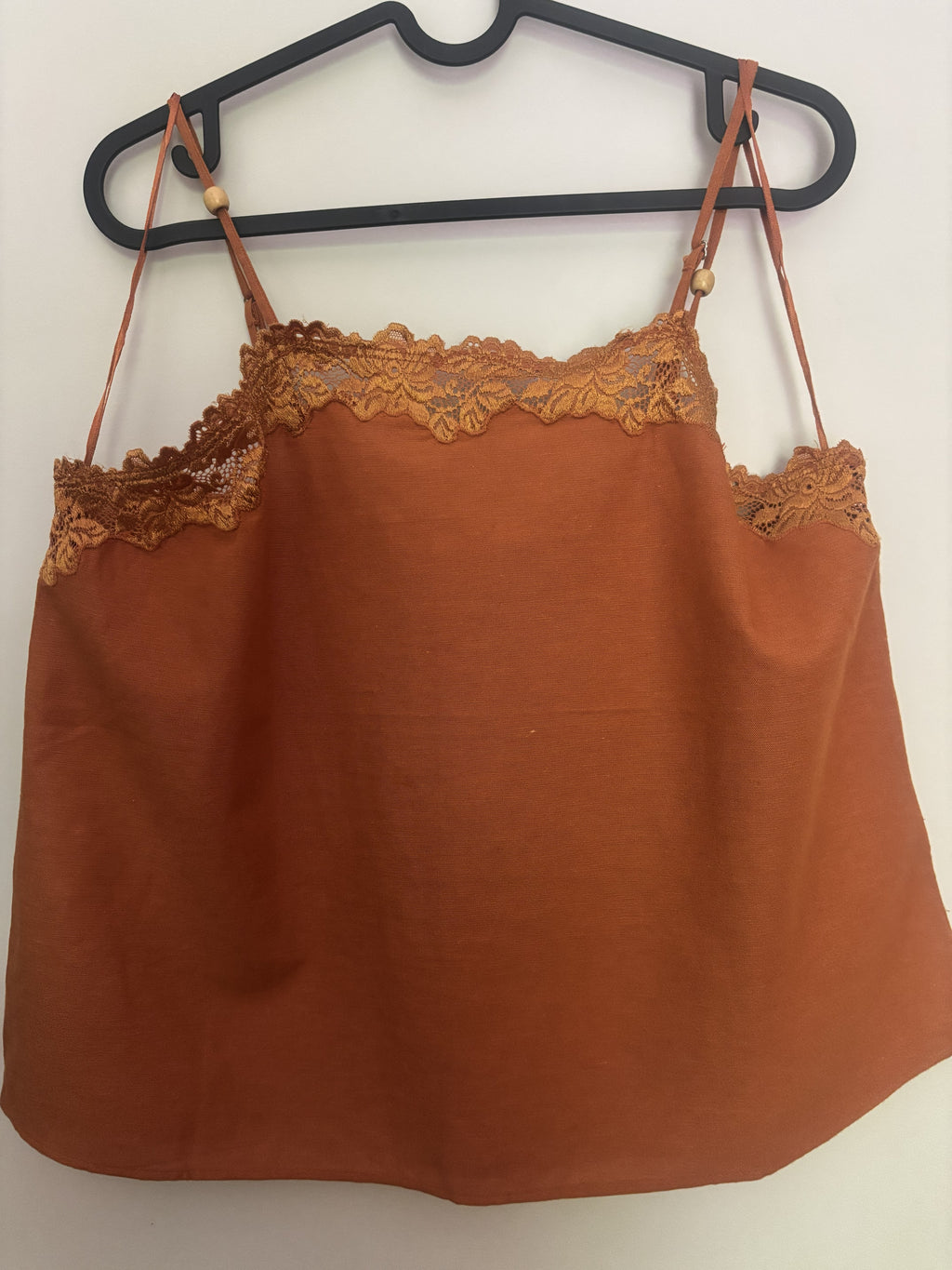 Rust Lace Trim Tank Top