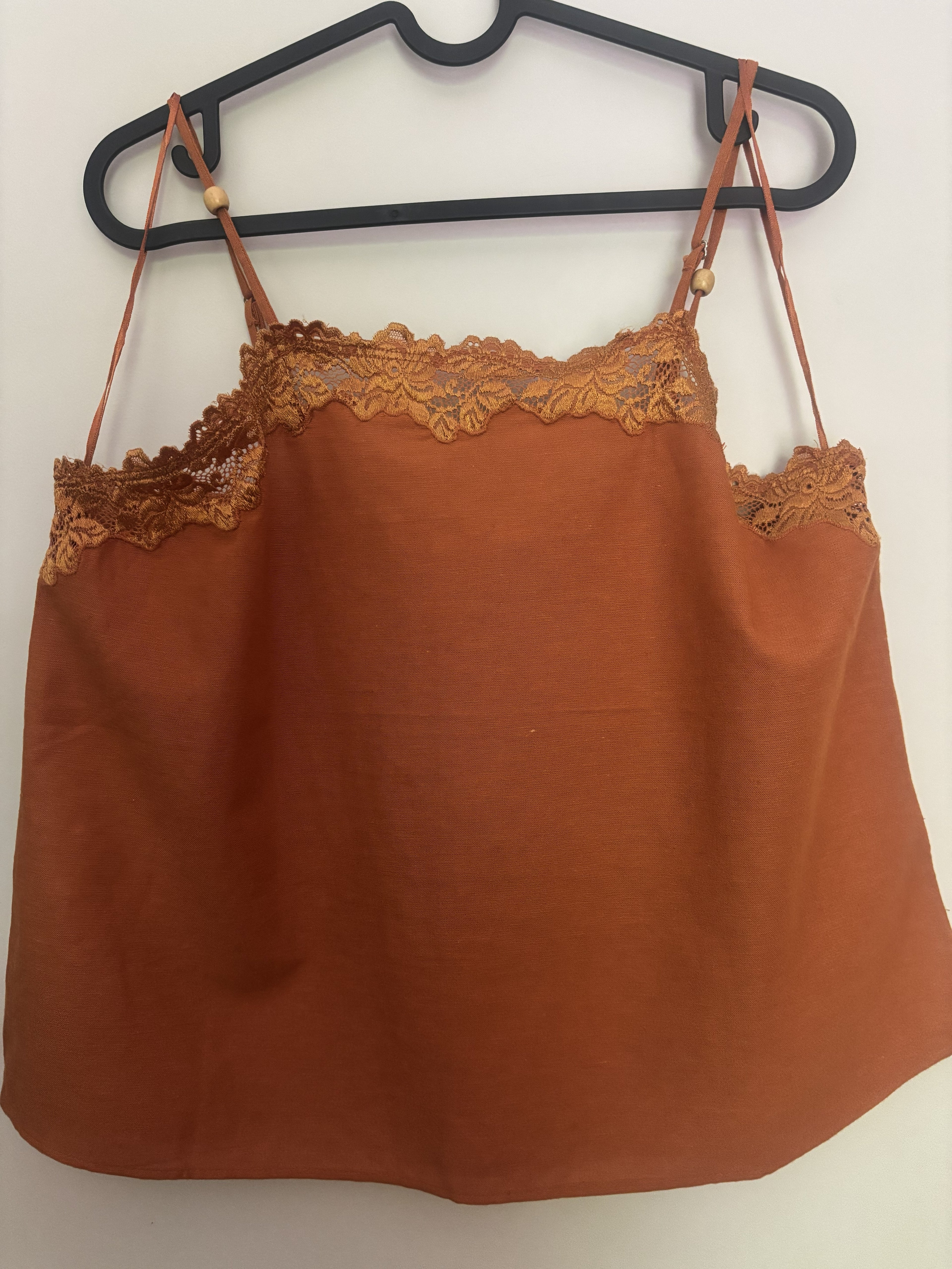 Rust Lace Trim Tank Top