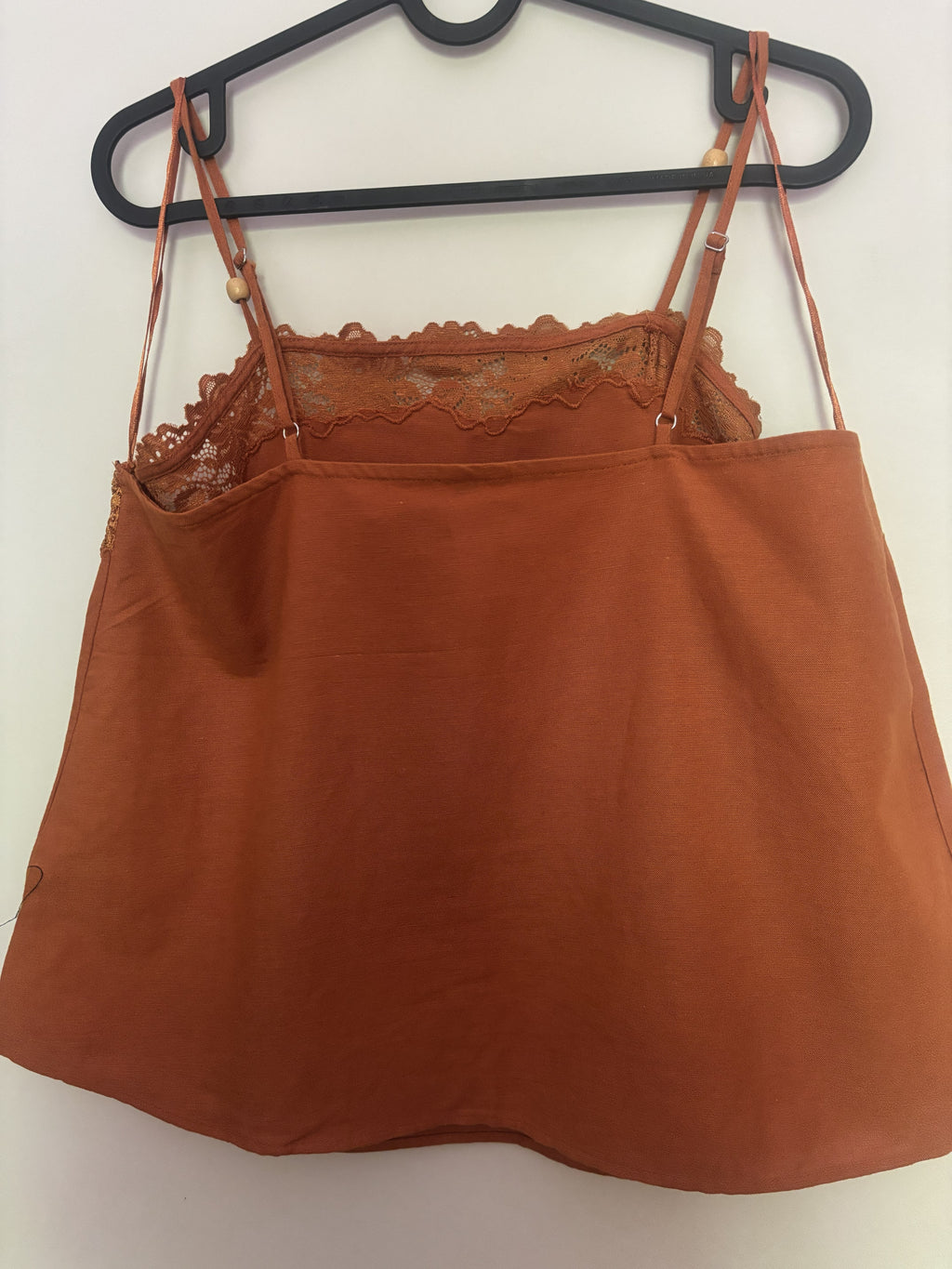 Rust Lace Trim Tank Top