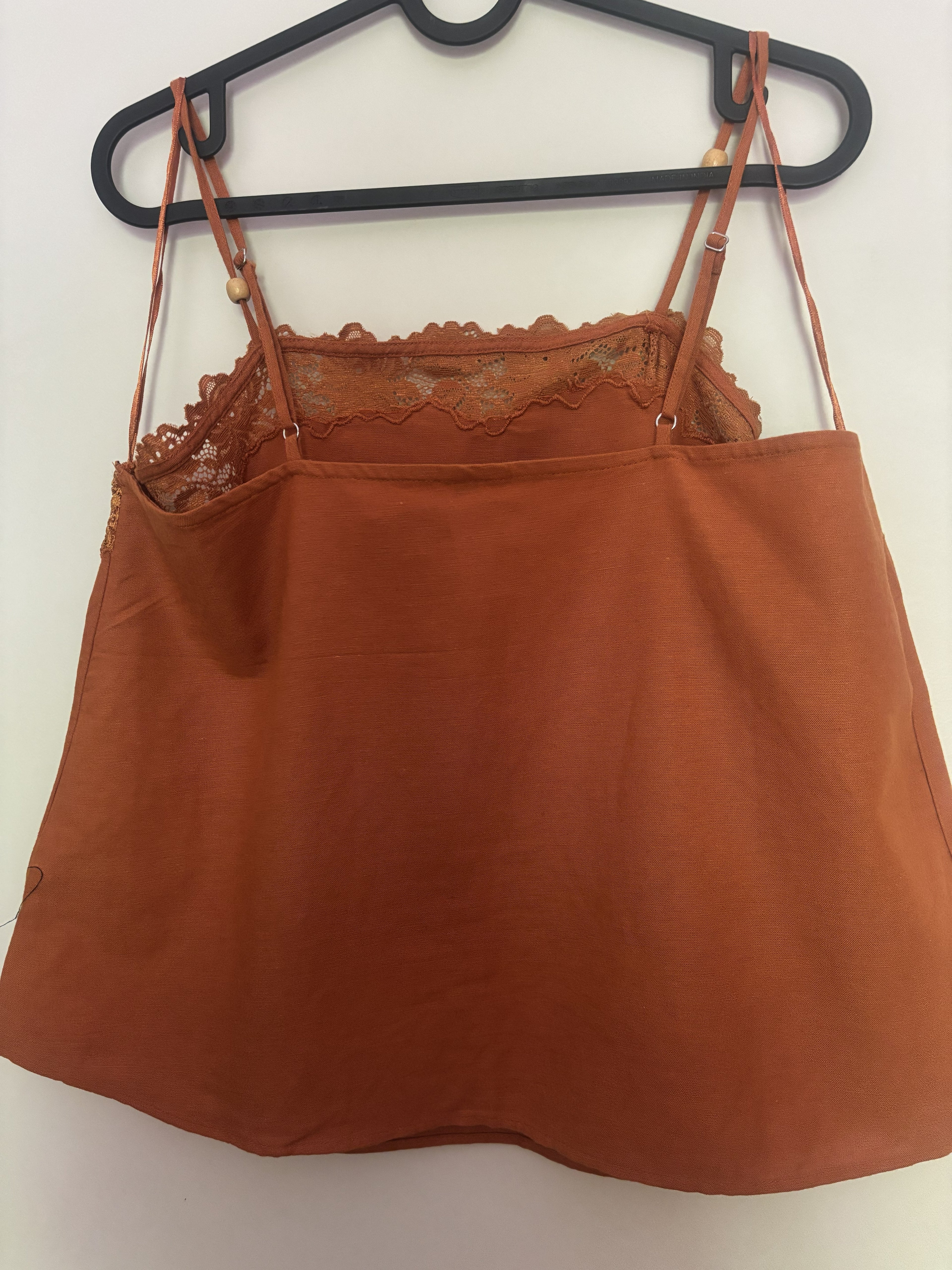 Rust Lace Trim Tank Top