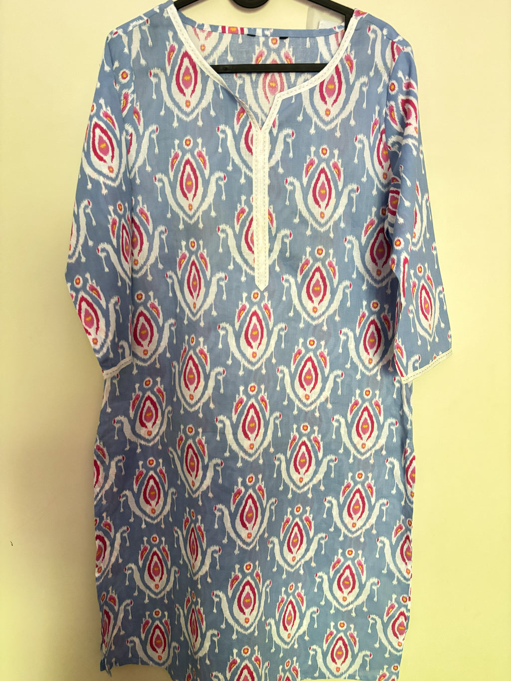 Sky Blue Ikat Print Cotton Kurta