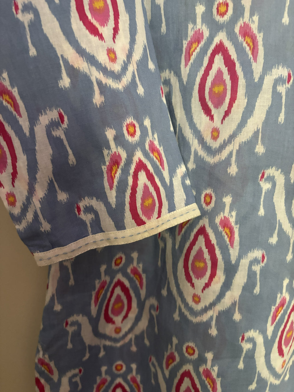 Sky Blue Ikat Print Cotton Kurta
