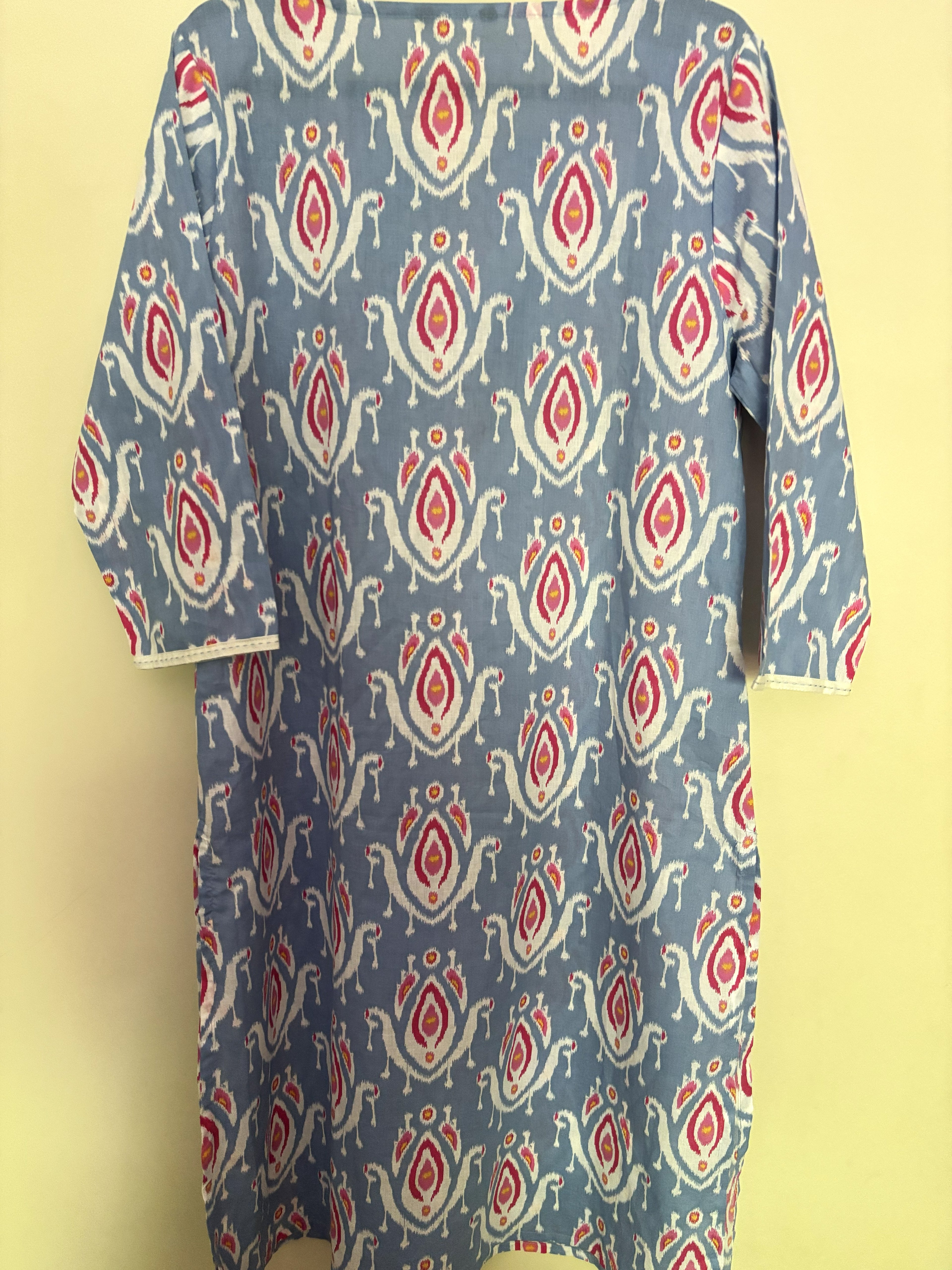 Sky Blue Ikat Print Cotton Kurta