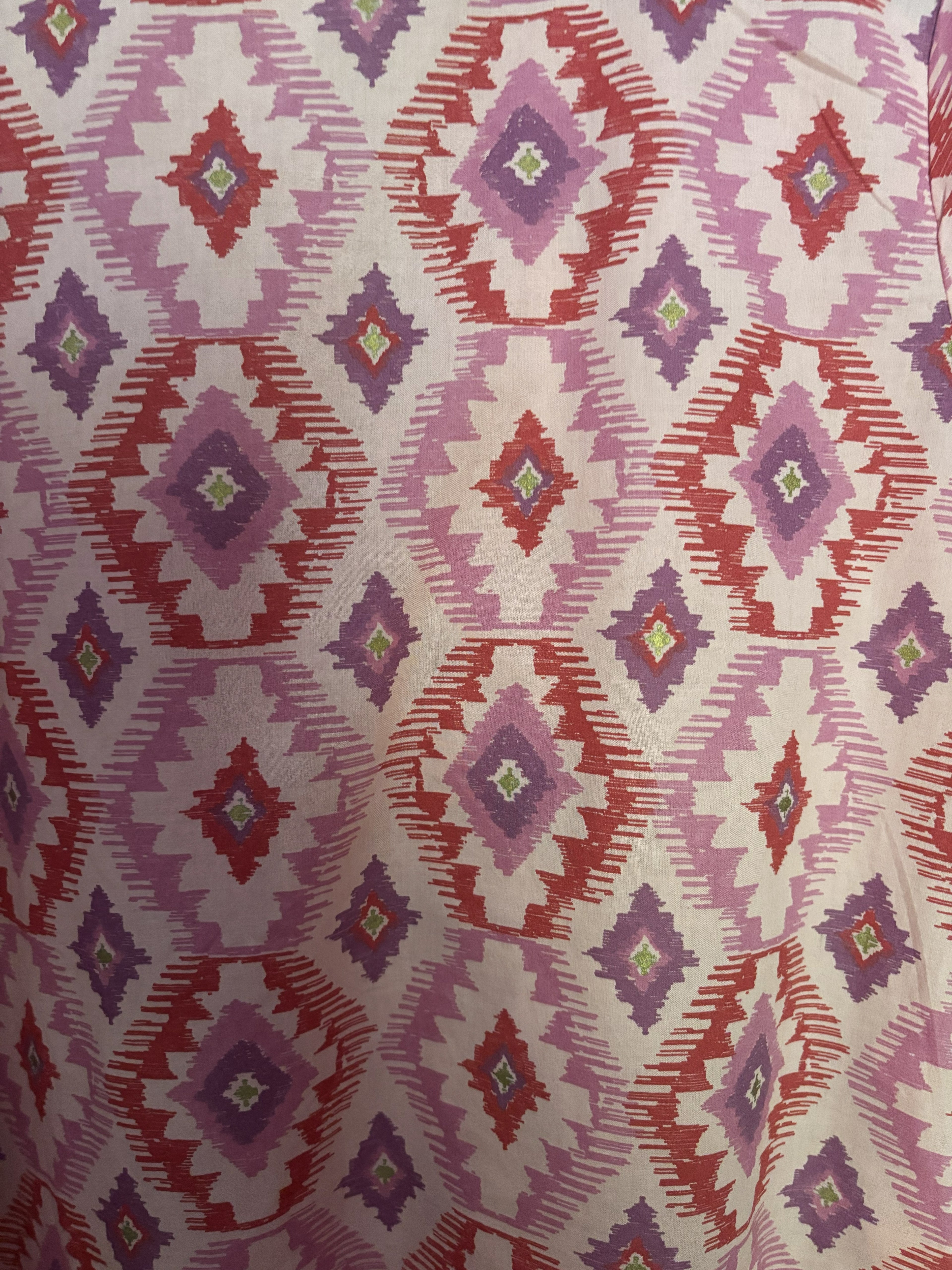 Pink Geometric Ikat Print Kurta