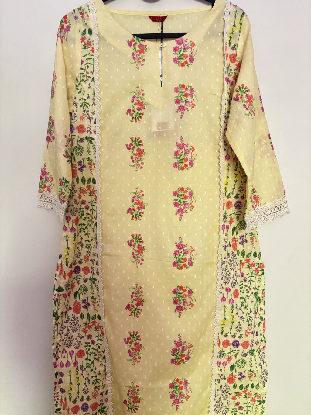 Lemon Yellow Floral Kurta — W