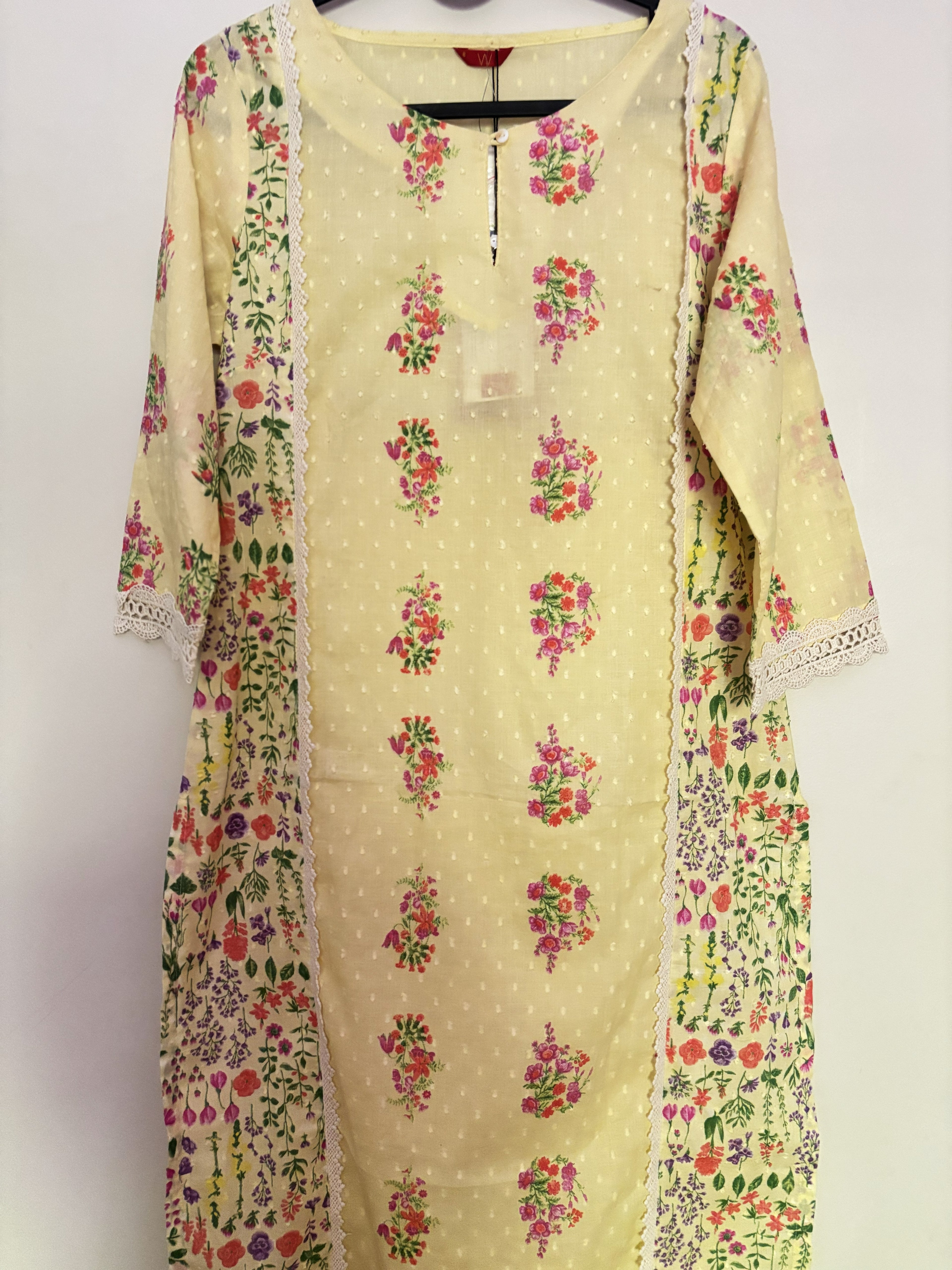 Lemon Yellow Floral Kurta — W