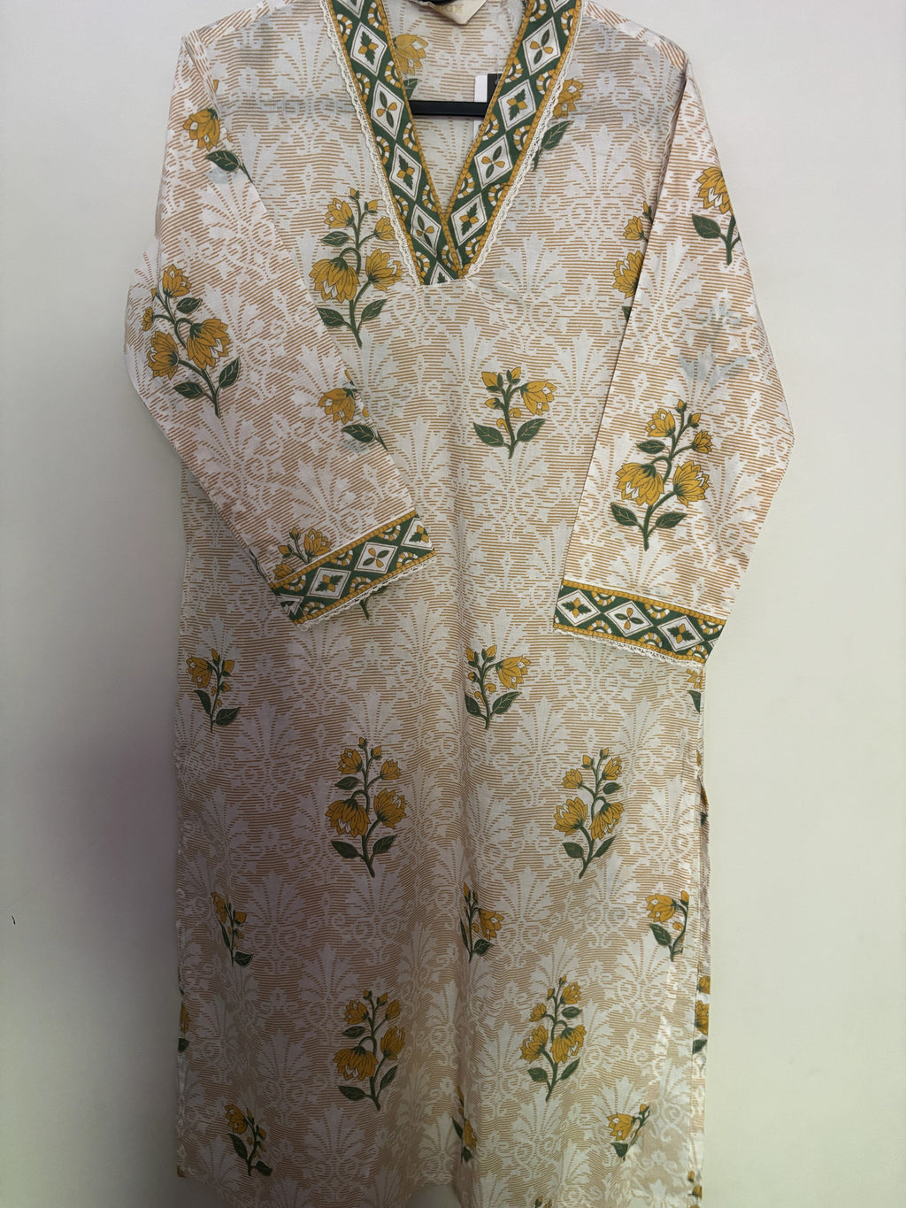 Off-White Mughal Floral Block Print Kurta