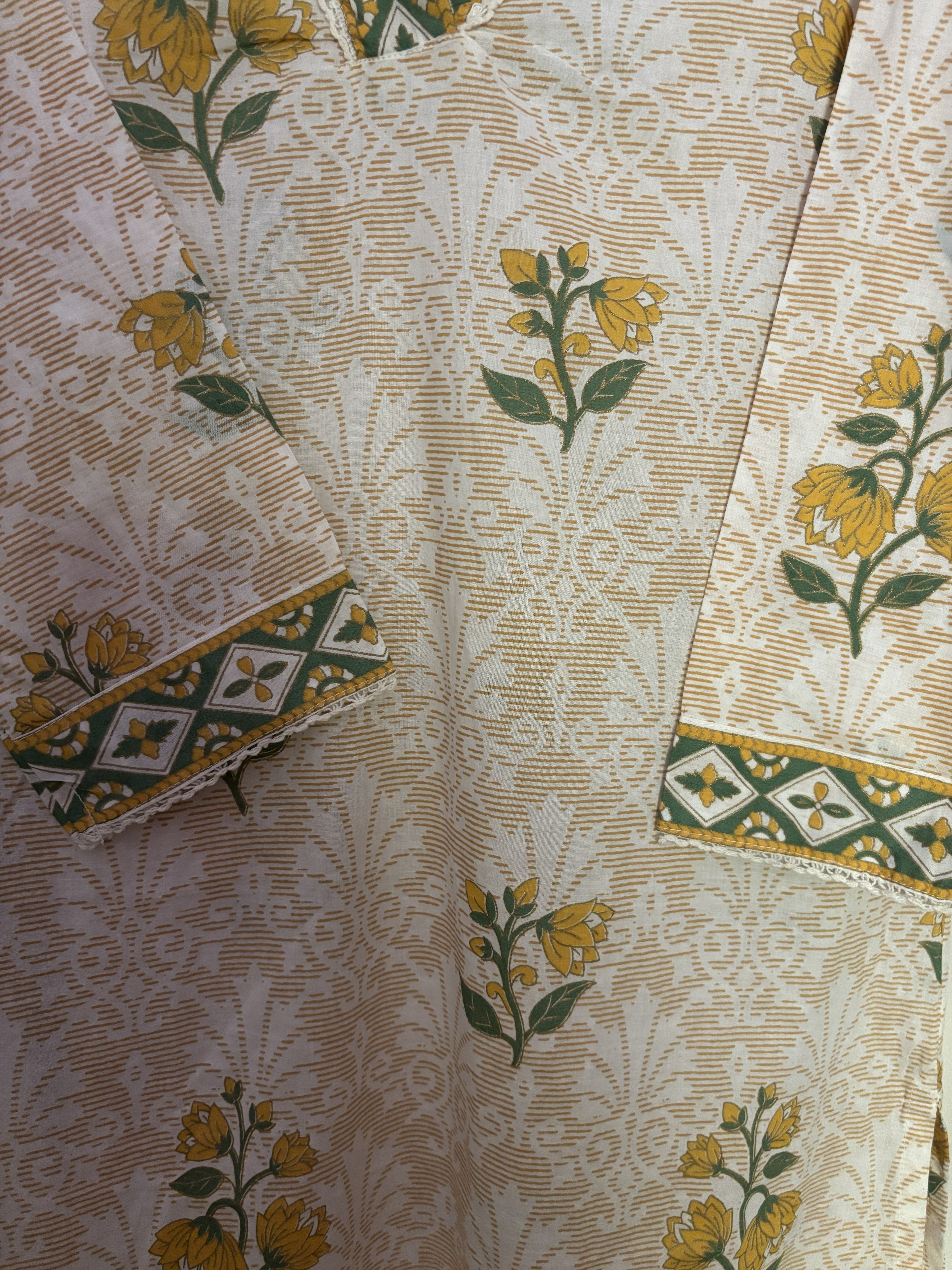 Off-White Mughal Floral Block Print Kurta
