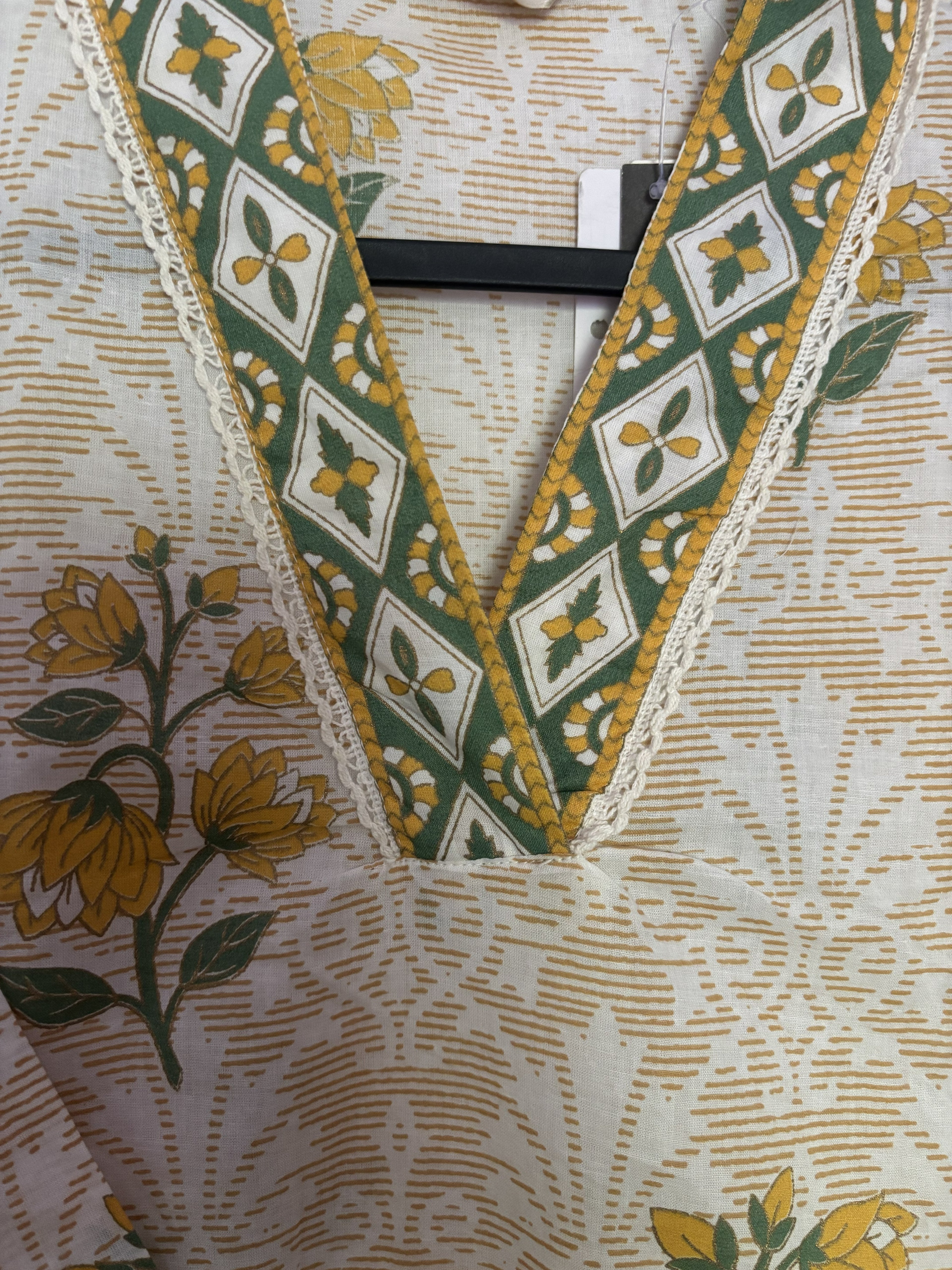 Off-White Mughal Floral Block Print Kurta