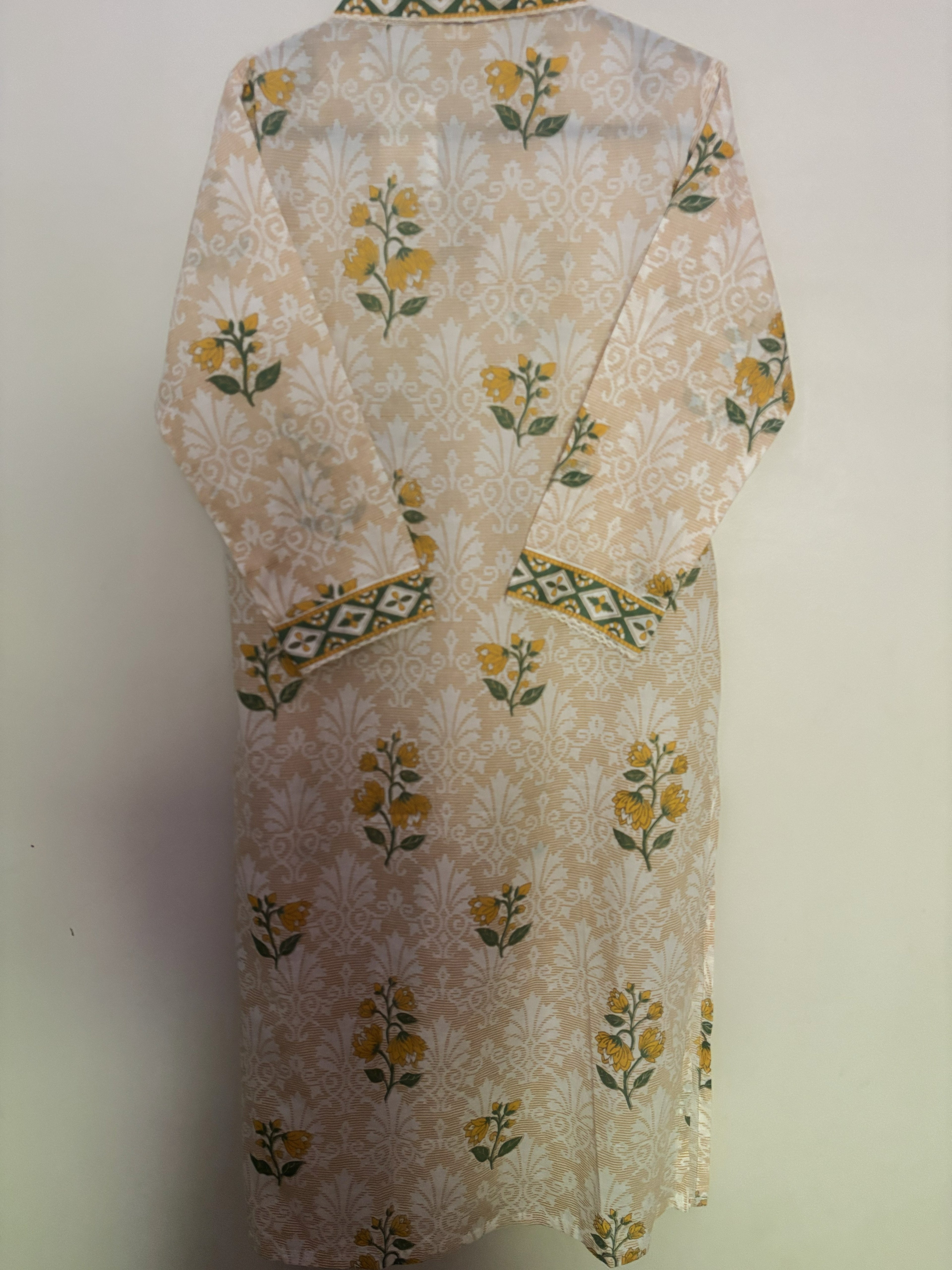 Off-White Mughal Floral Block Print Kurta