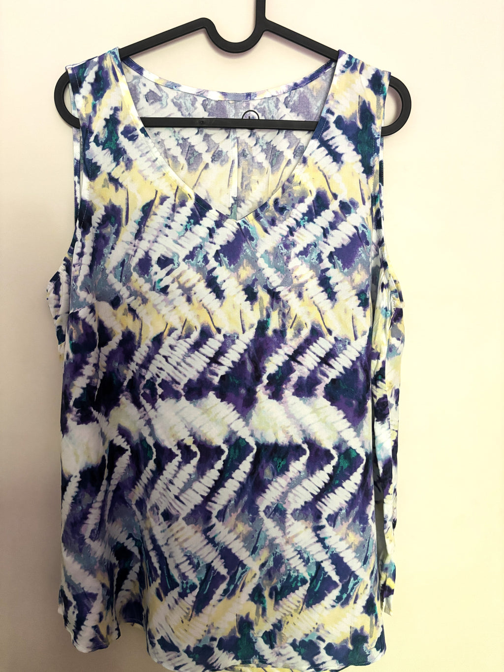 Purple Tie-Dye Sleeveless Boho Top V-Neck