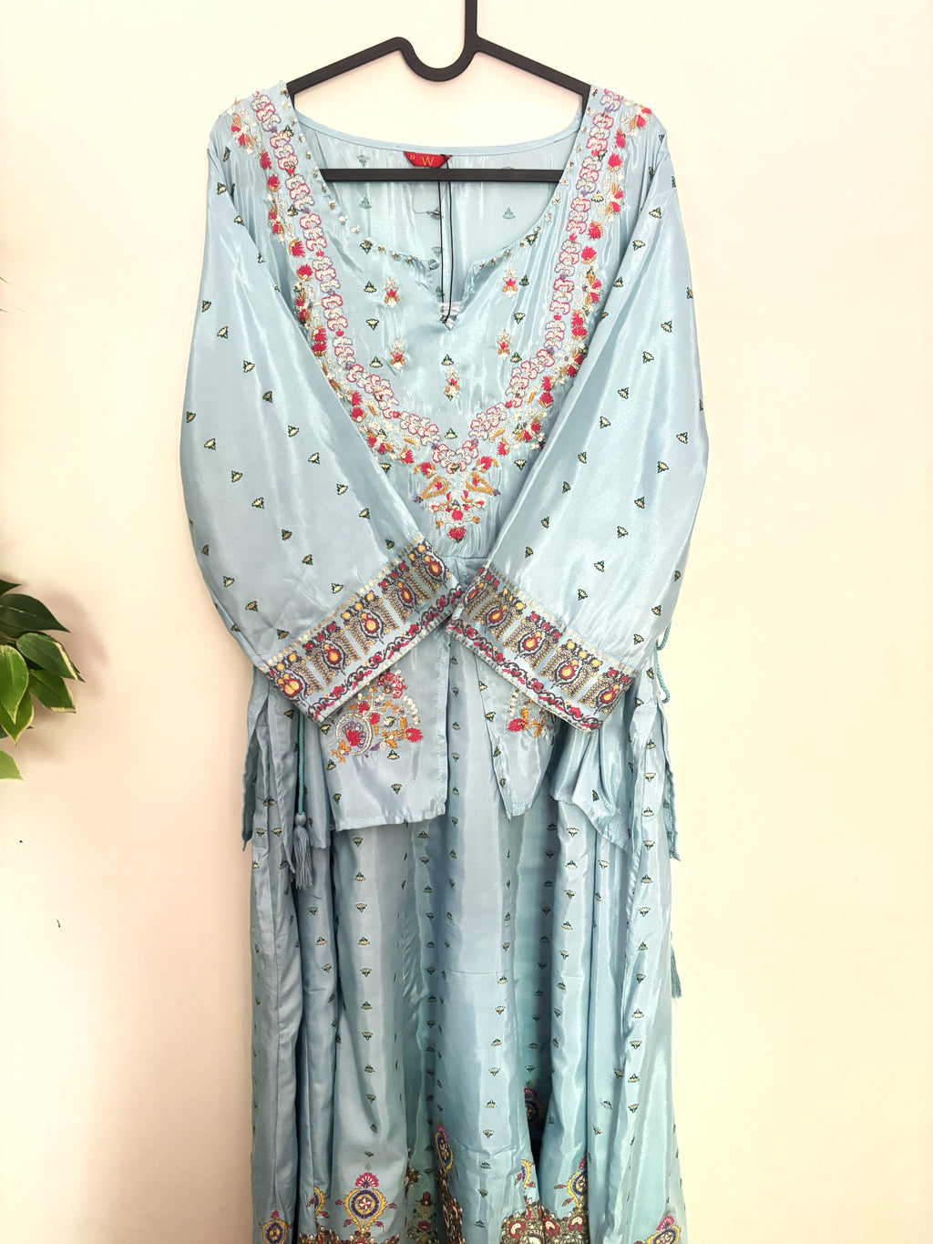 W Ice Blue Embroidered Anarkali — Festive Wear