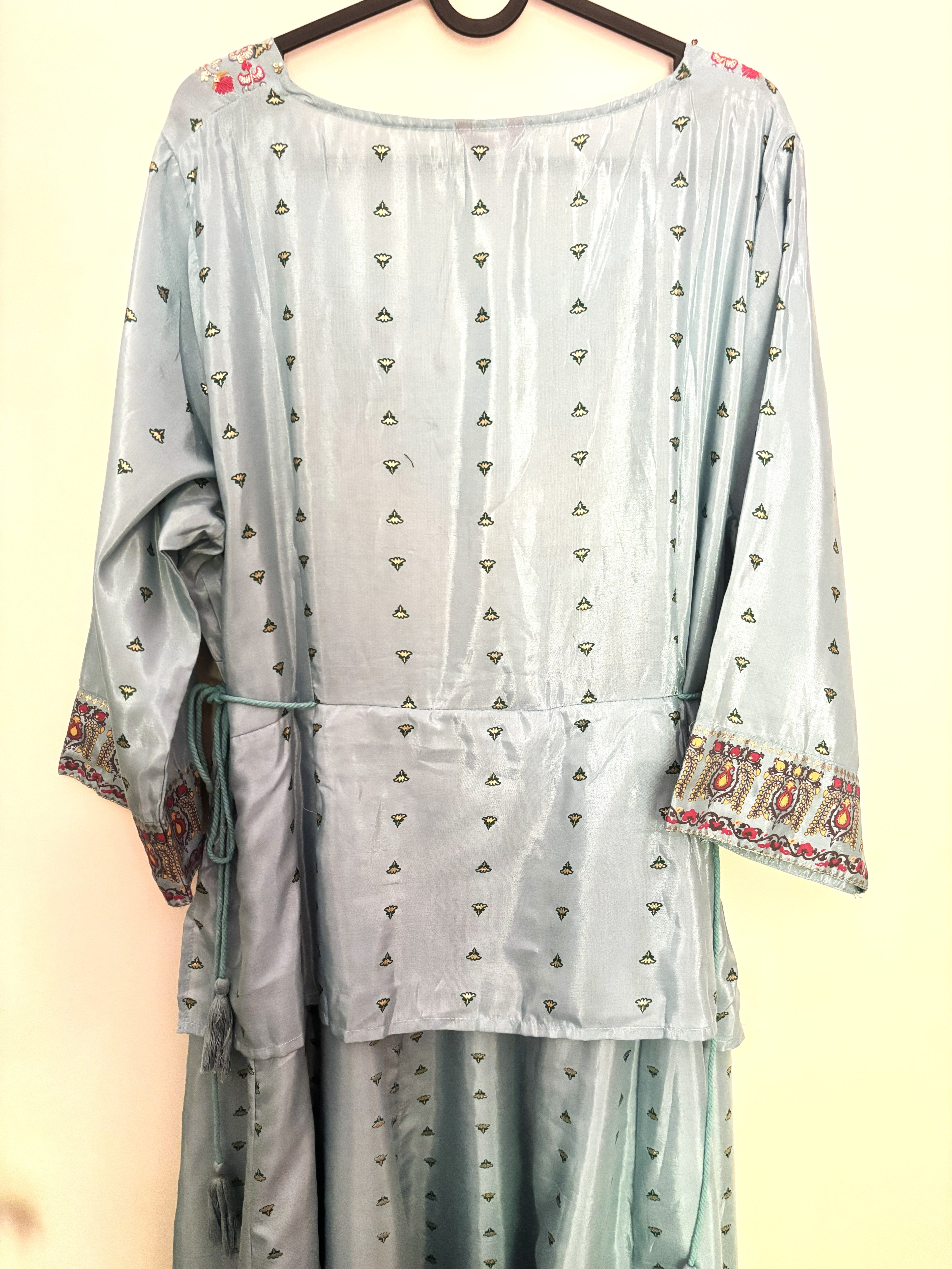W Ice Blue Embroidered Anarkali — Festive Wear