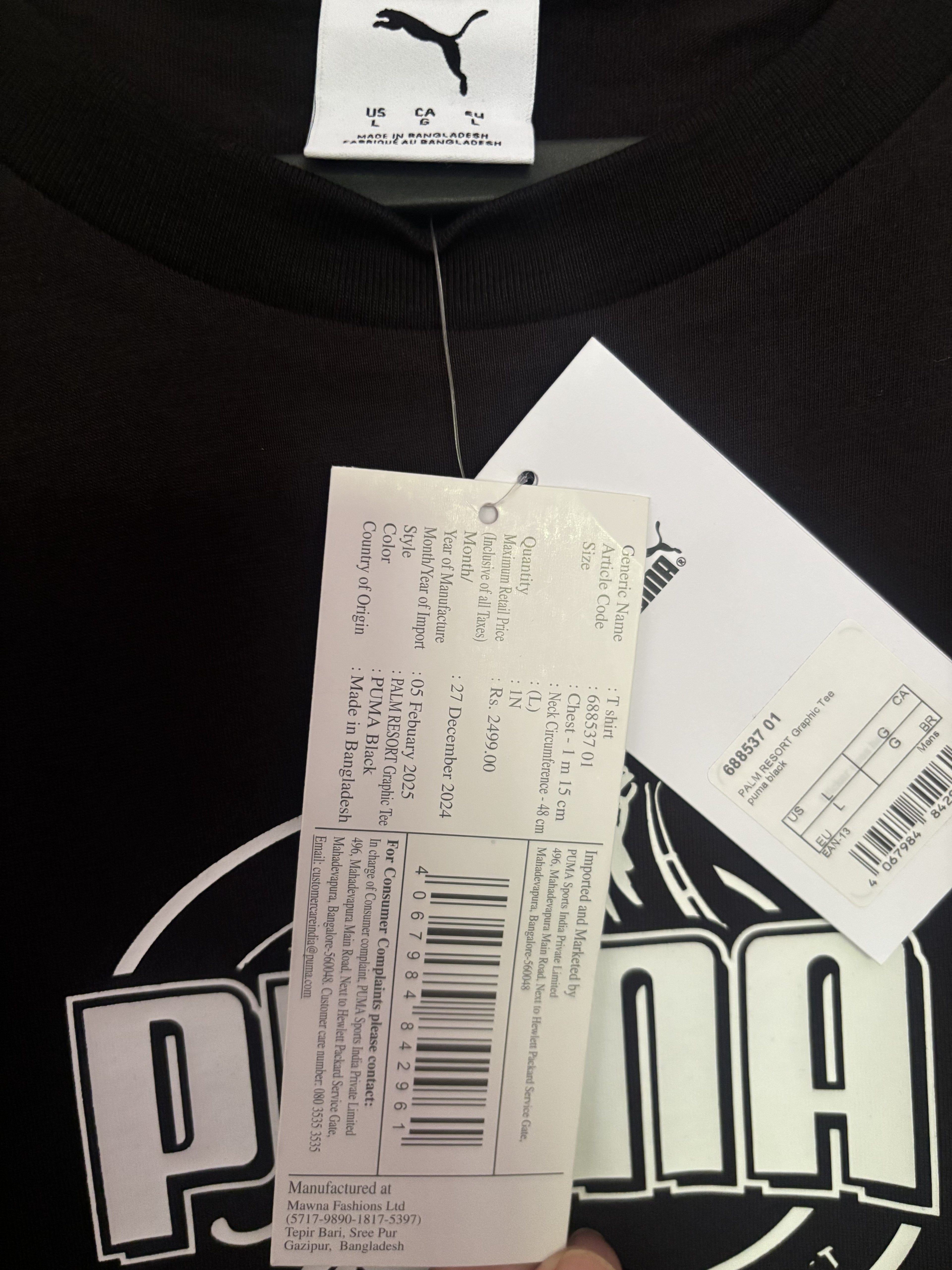 Puma Palm Resort Graphic Tee – Black
