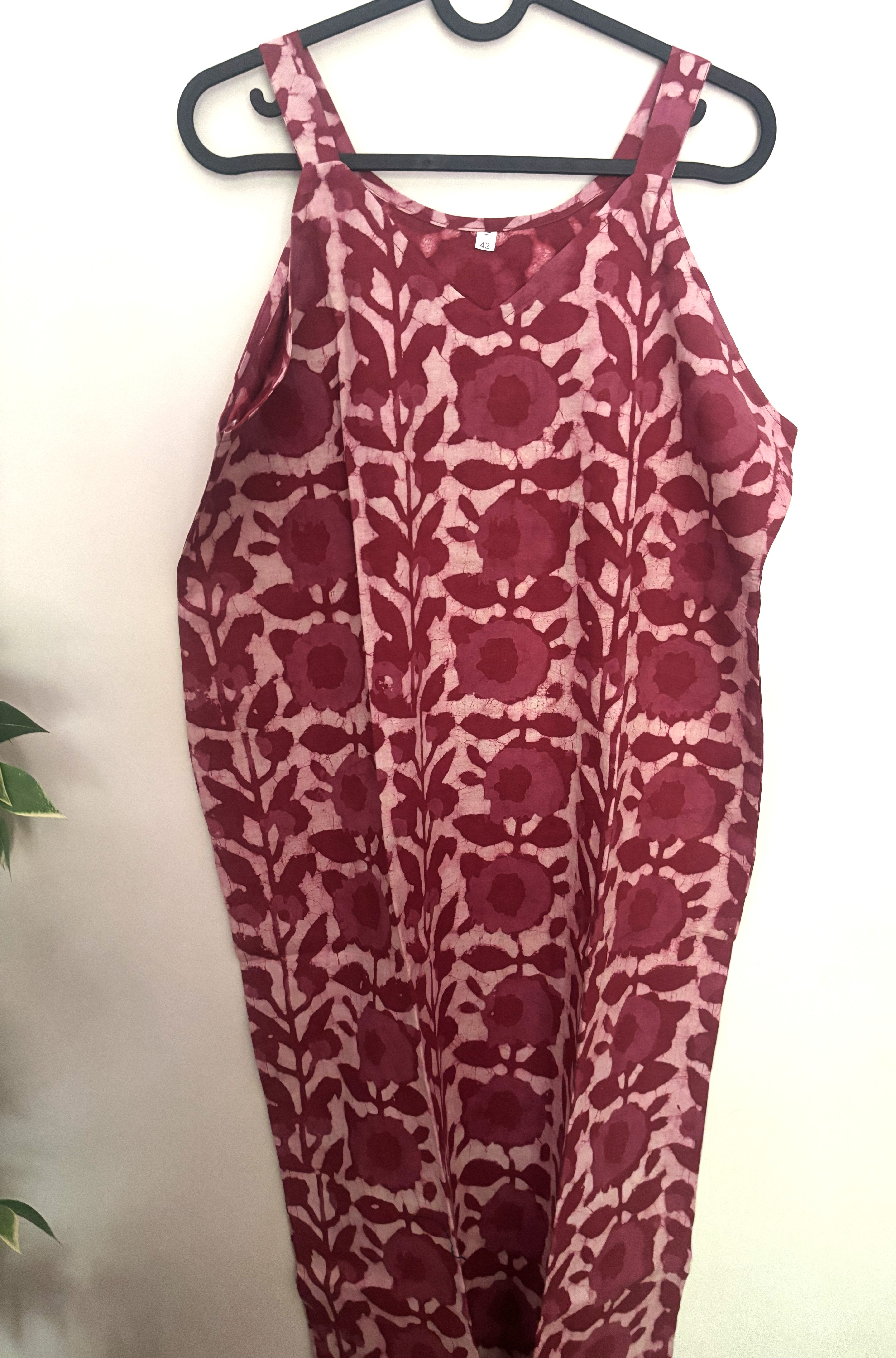 Hand-Dyed Batik Rose Floral Kurta – Pure Cotton