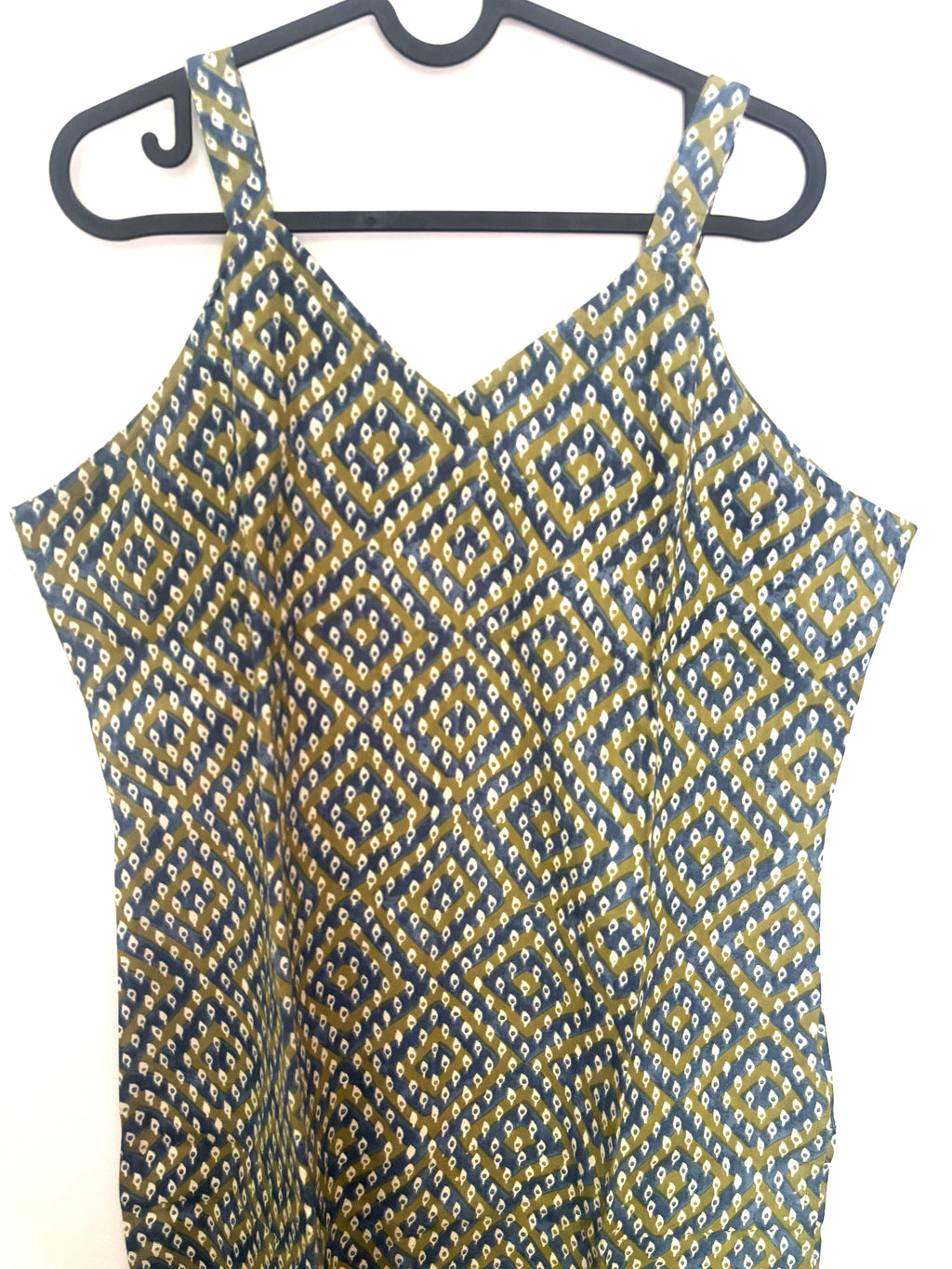 Indigo & Green Ikat Chevron Kurta- Pure Cotton