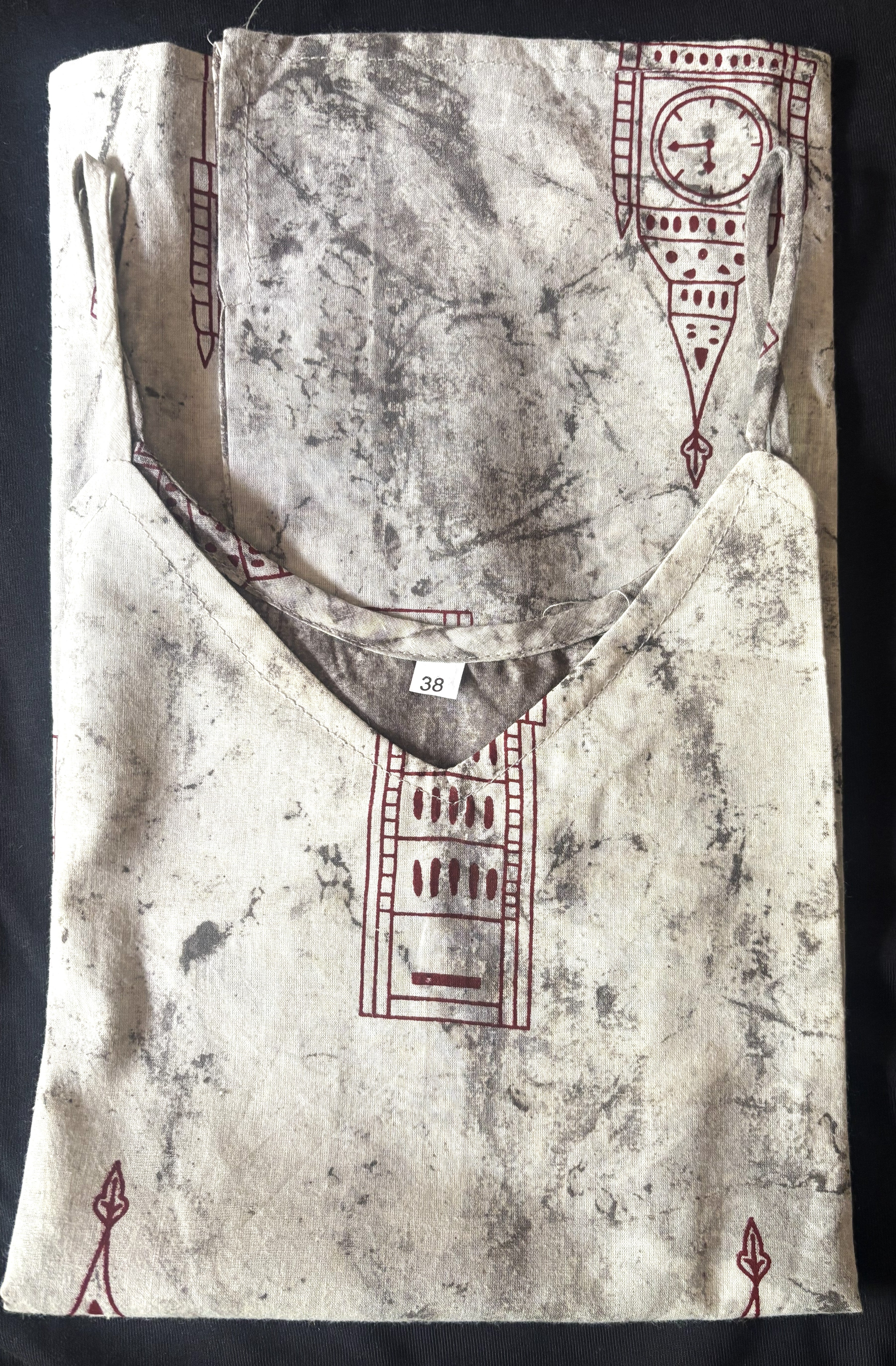 Grey Marble Big Ben Block Print Cotton Strappy Top