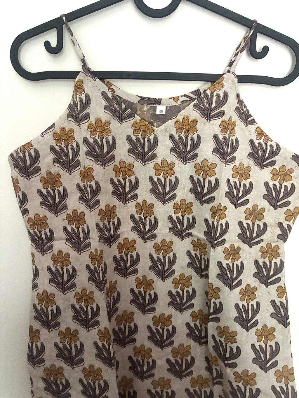 Handcrafted Block Print Cami Top – Beige & Mustard