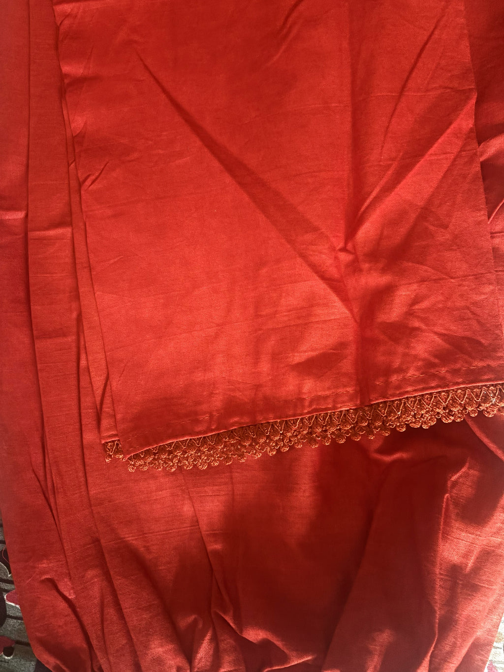 Rust Red Bandhani Print Mul Cotton Suit | 3-Piece
