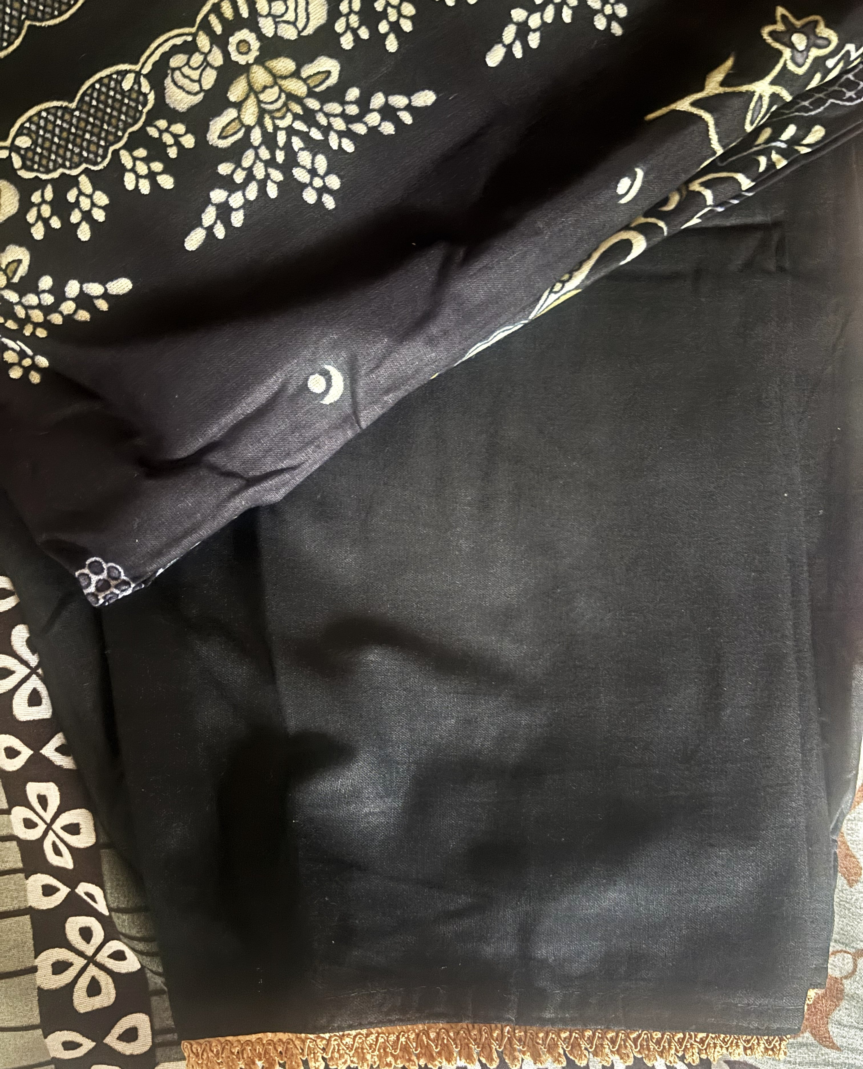 Black Gold Floral Festive Mul Cotton Suit | 3-Piece